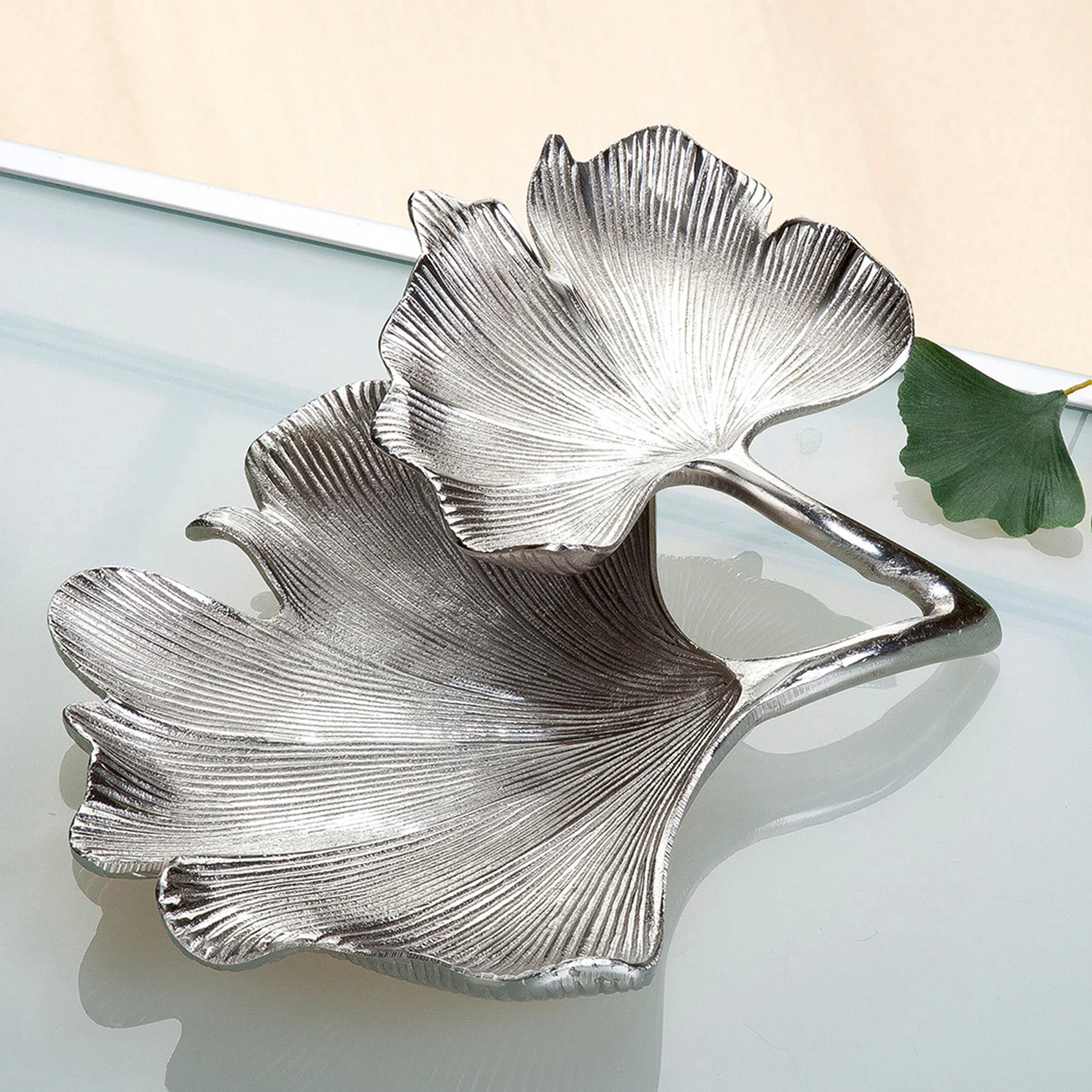 GILDE Dekoschale »Schale Ginkgo Blatt, silber«, (1 St.), silberfarben