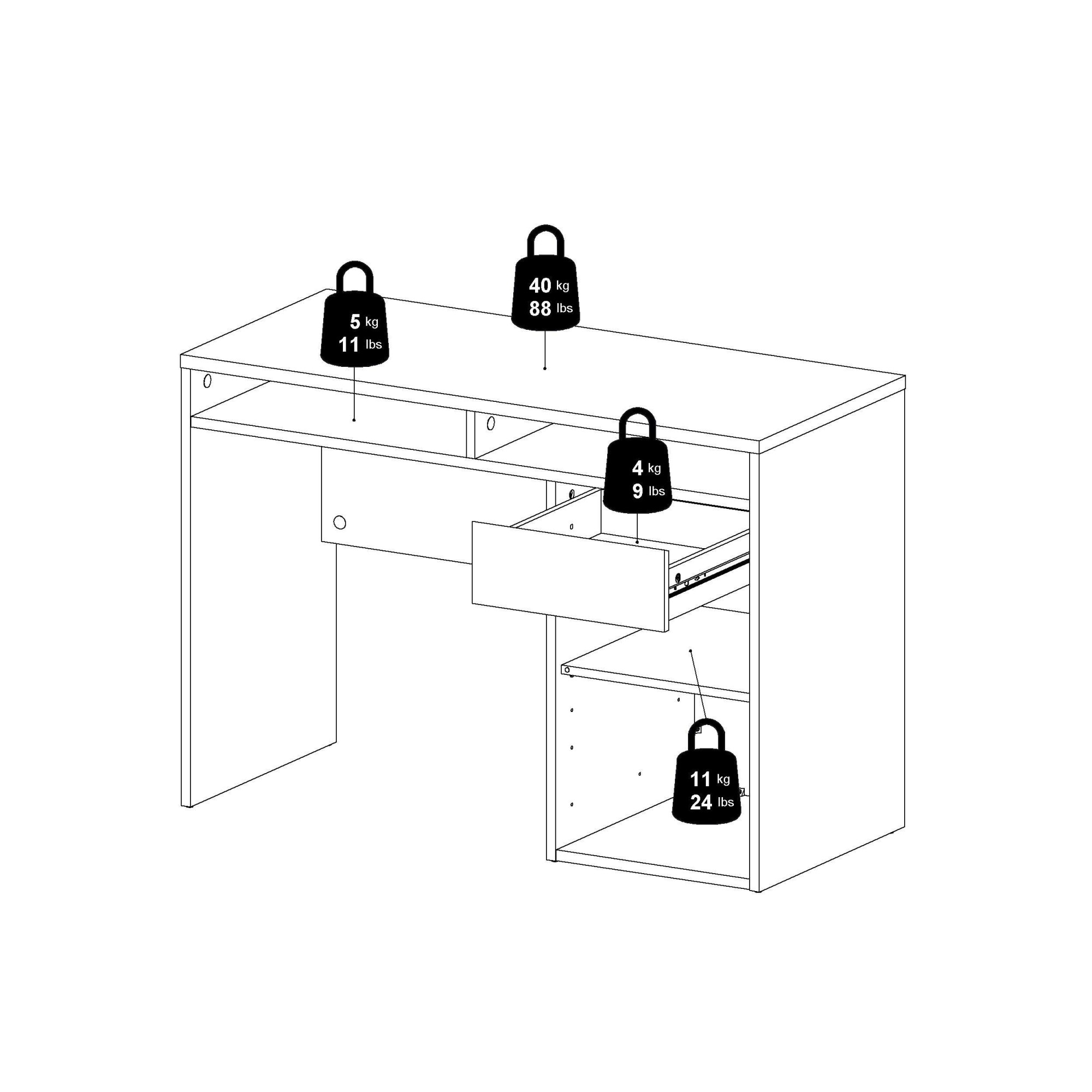 INOSIGN Schreibtisch »Funktion Plus, Arbeitstisch, Bürotisch« Computertisch mit 1 Tür und 1 Schublade, 2 offene Fächer Breite 110 cm