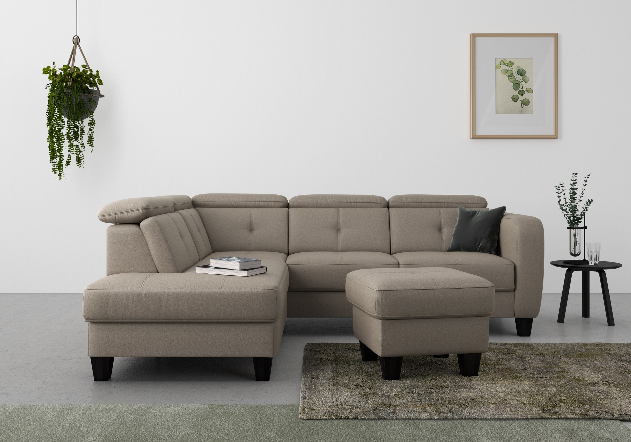 sit&more Ecksofa »Belluci L-Form«, inklusive Federkern, wahlweise mit Bettfunktion und Bettkasten