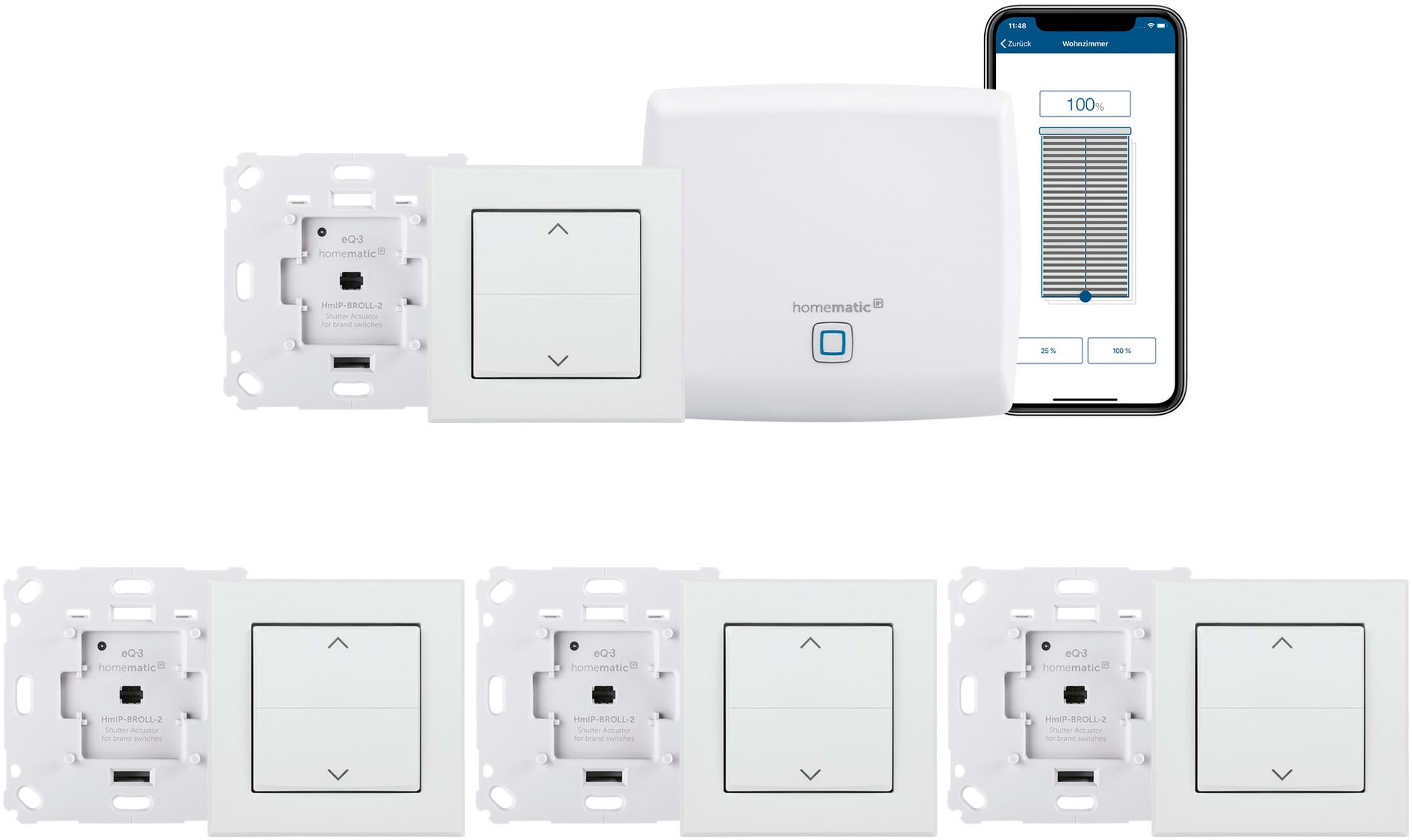 Smart-Home-Zubehör »Starter Set Beschattung mit 2x Rollaktor und 2x Tasterwippe«, (9 St.)