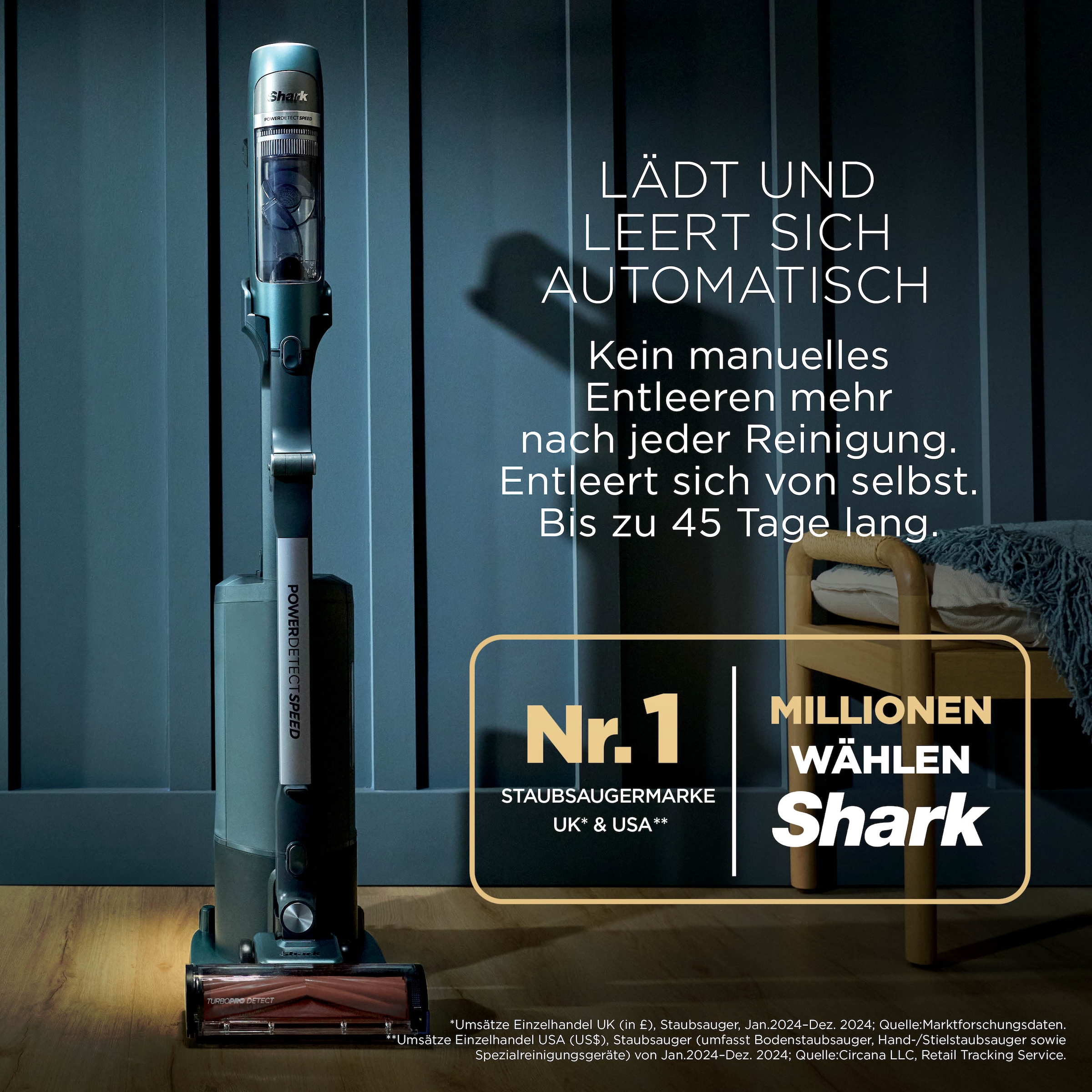 Shark Staubsauger-Akku »Shark PowerDetect Speed Luxe Collection Clean & Empty« 3.750 mAh 18,0 4 POWERDETECT-TECHNOLOGIEN, Selbstentleerende Ladestation: