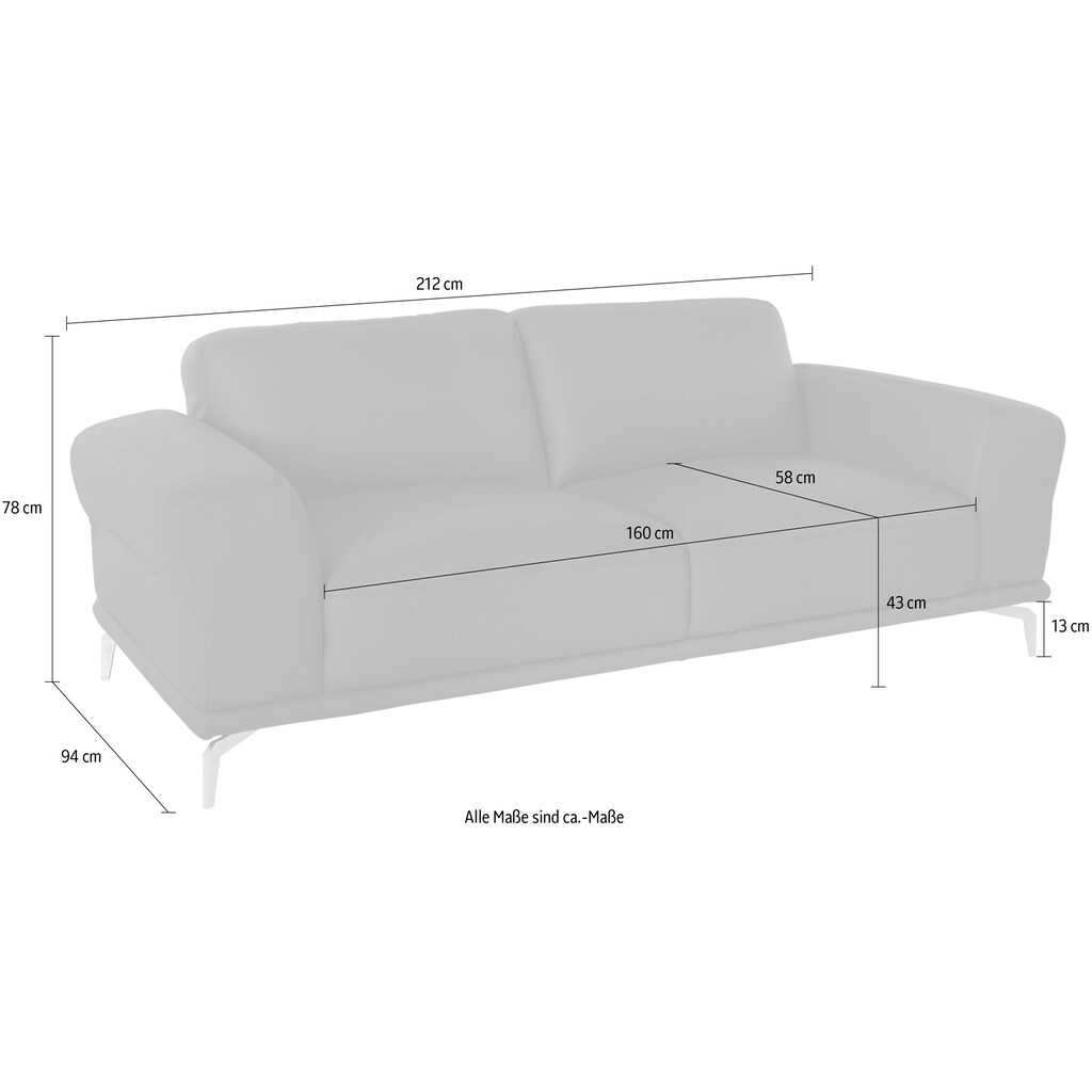 W.SCHILLIG 2,5-Sitzer »montanaa«, mit Metallfüßen in Silber matt, Breite 212 cm