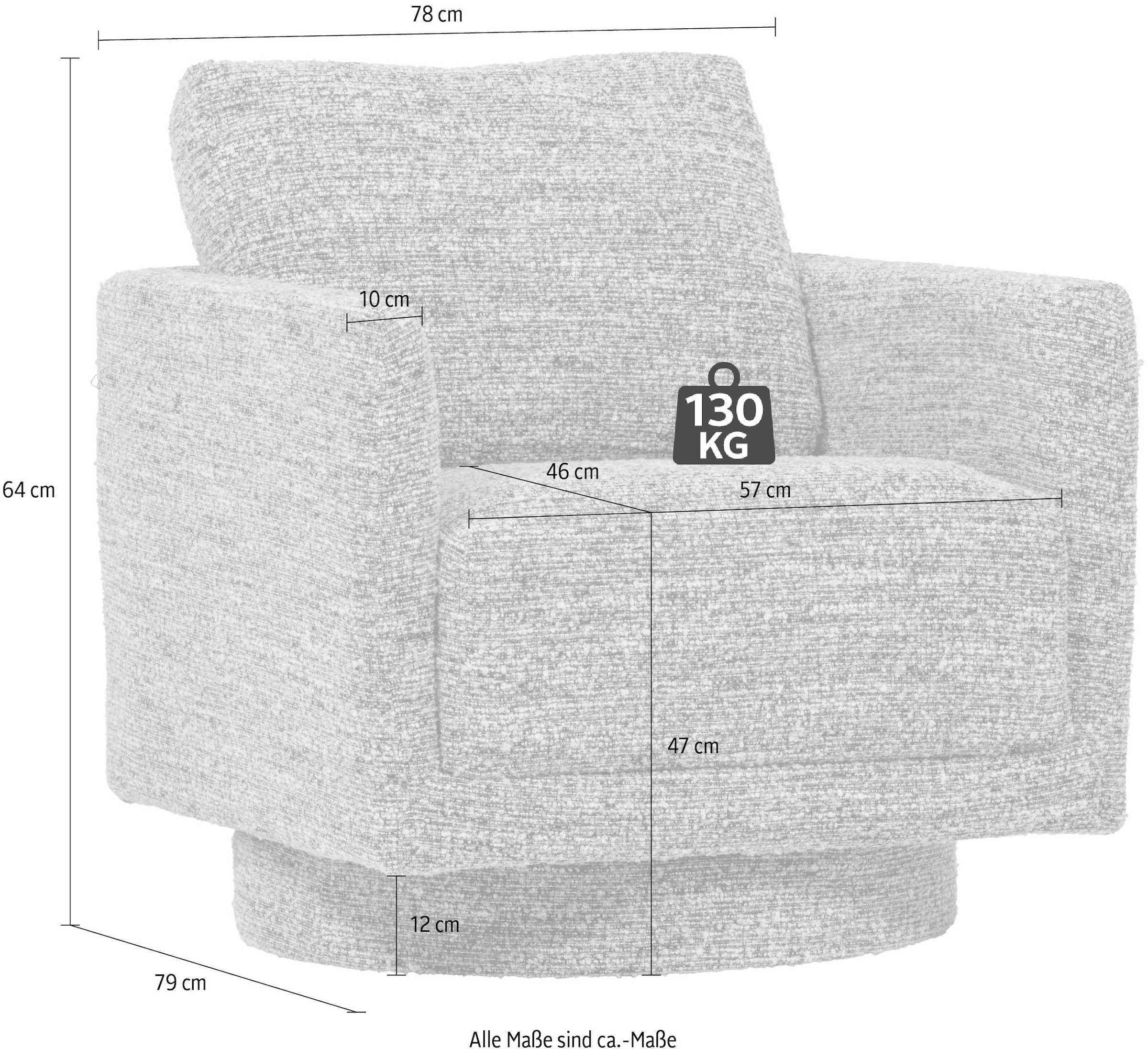 WOOOD Drehsessel »Oska mit Sizz-Melange-Bezug und Drehmechanismus B 78 x T 79 x H 64 cm« Tragkraft 130 kg, Hohe Verschleißfestigkeit, Armlehnen integriert