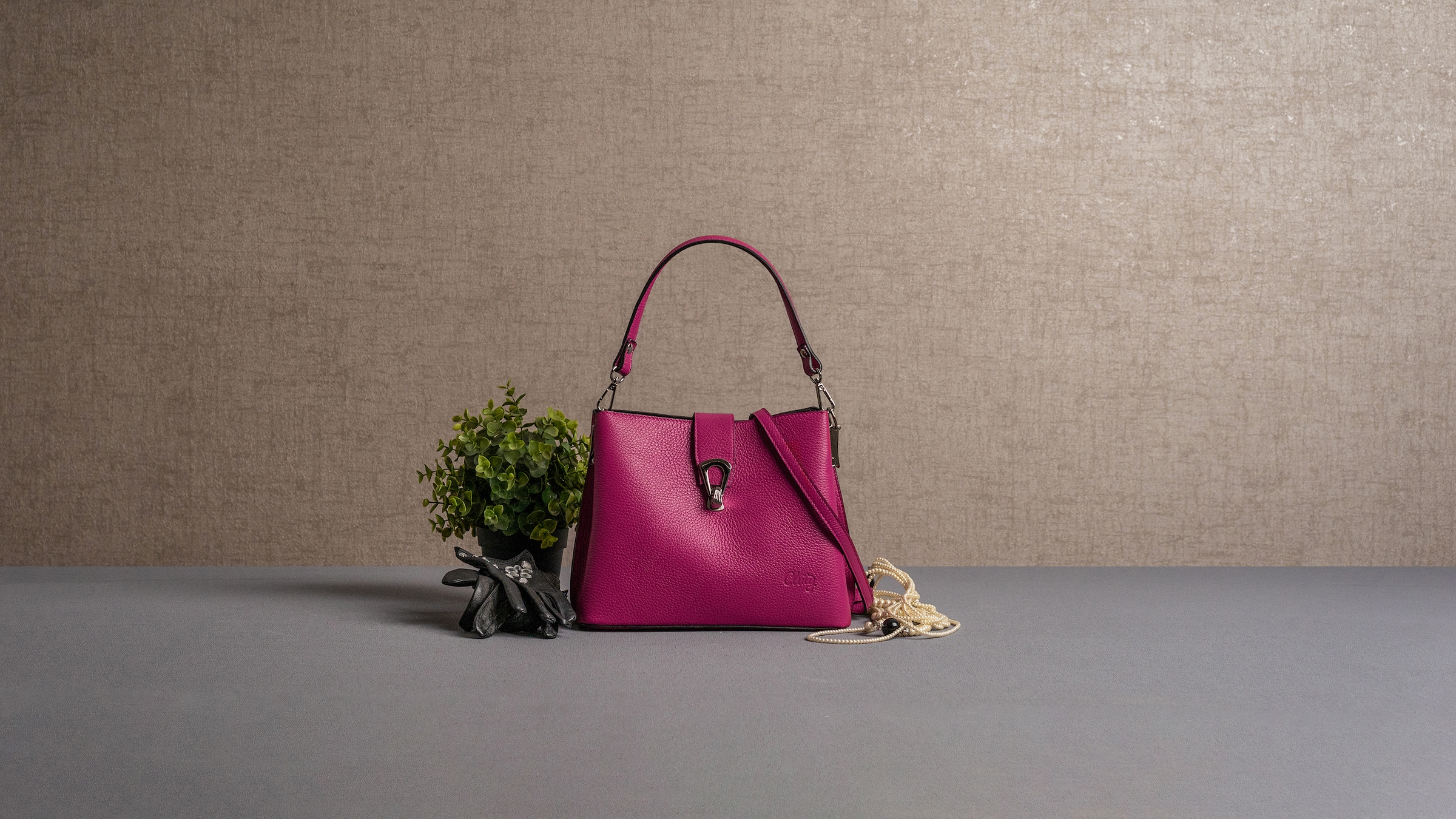 Cluty Umhängetasche, echt Leder, Made in Italy