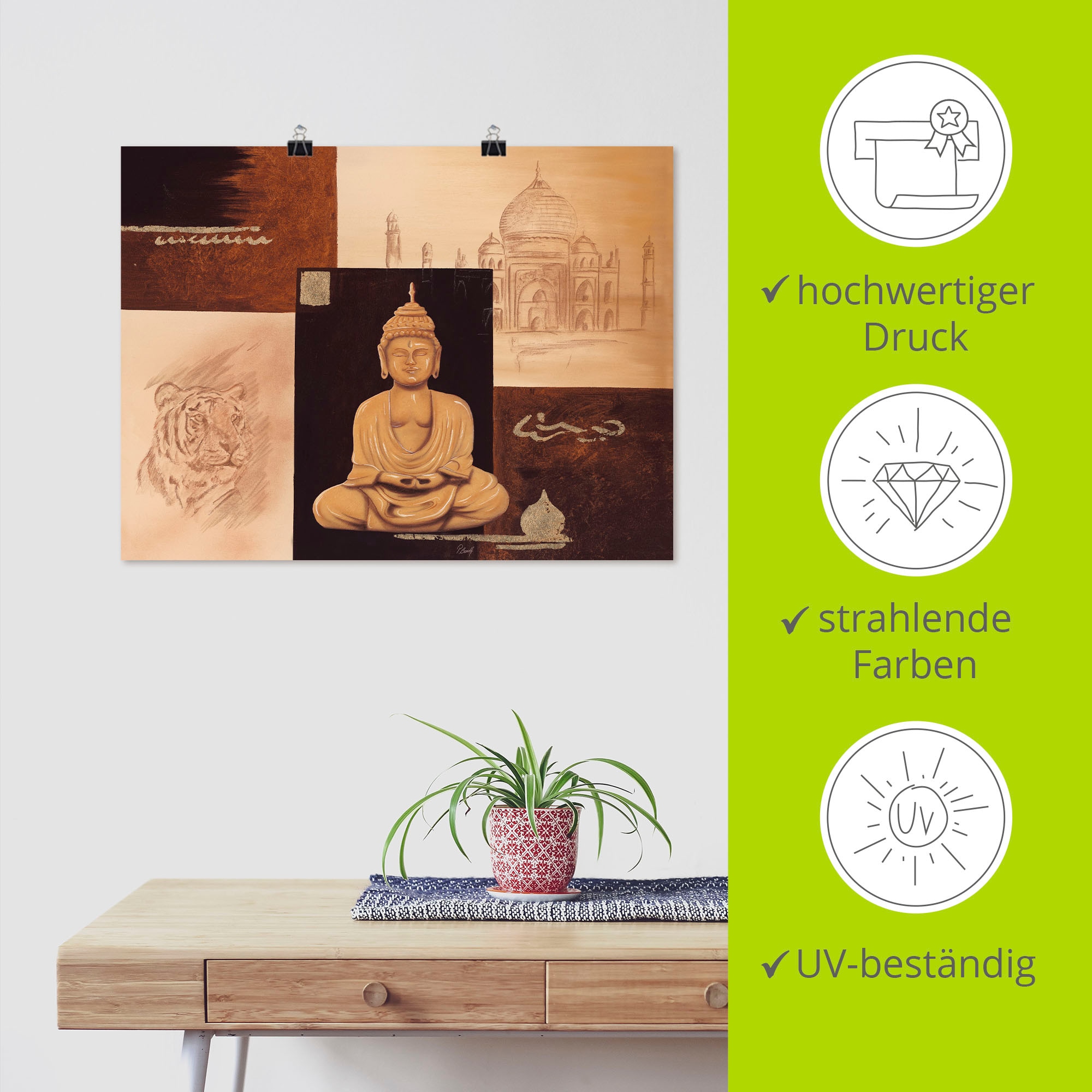Artland Wandbild »Indisches Gefühl II«, Religion, (1 St.), als Poster, Wandaufkleber in verschied. Größen