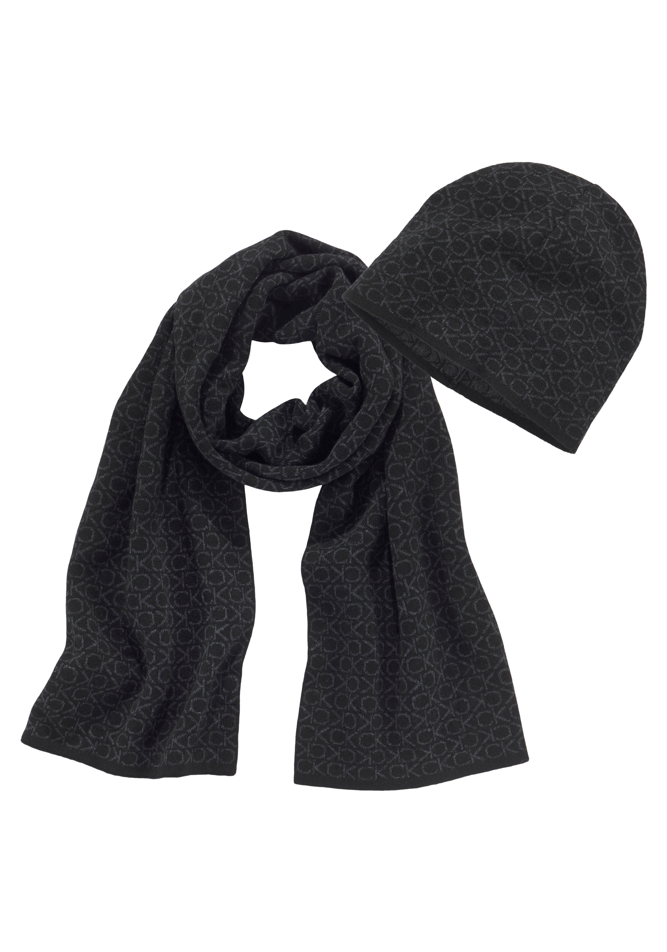 Strickmütze »GS MONOGRAM SCARF+BEANIE«, (2 St.), mit Allover-Monogramm