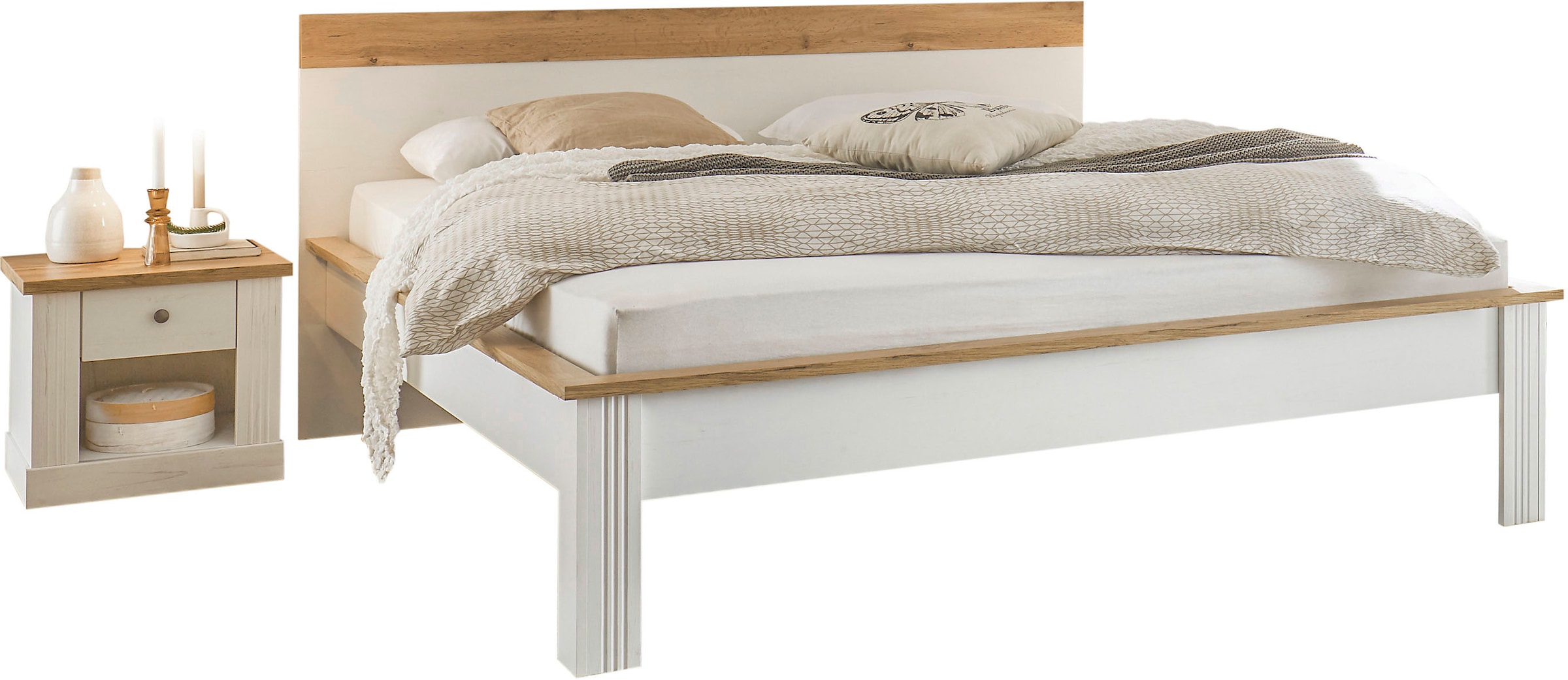 OTTO home Schlafzimmer-Set »Westminster« Bett Liegefläche 180/200cm und 2 Nachtkommoden