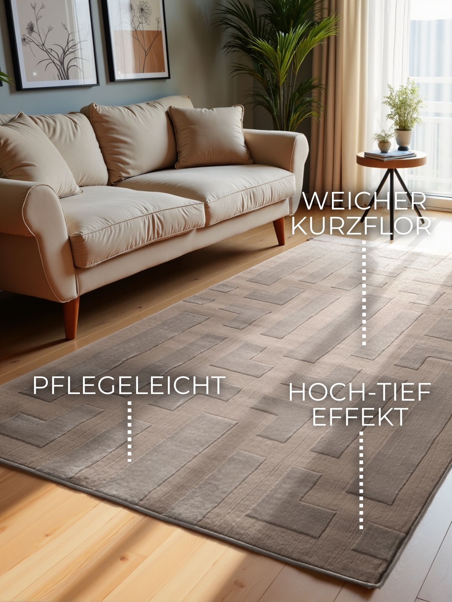 ELLE DECORATION Designteppich »Onyx«, rechteckig, 9 mm Höhe, Wohnzimmer, Schlafzimmer, Läufer, Hoch-Tief Effekt, Flur, Glanz