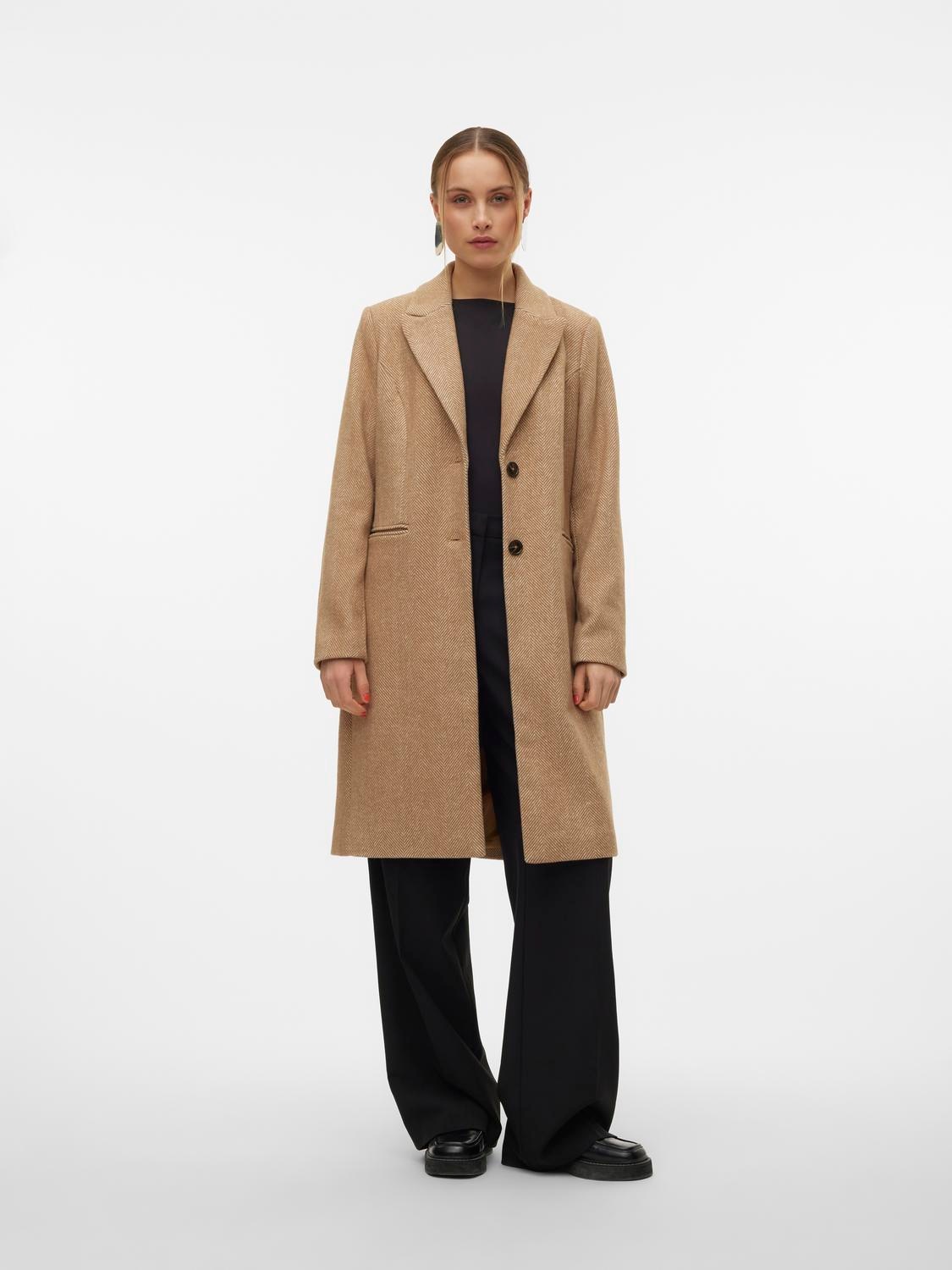 Vero Moda Langmantel »VMBLAZA HERINGBONE LONG WOOL COAT GA BOO«