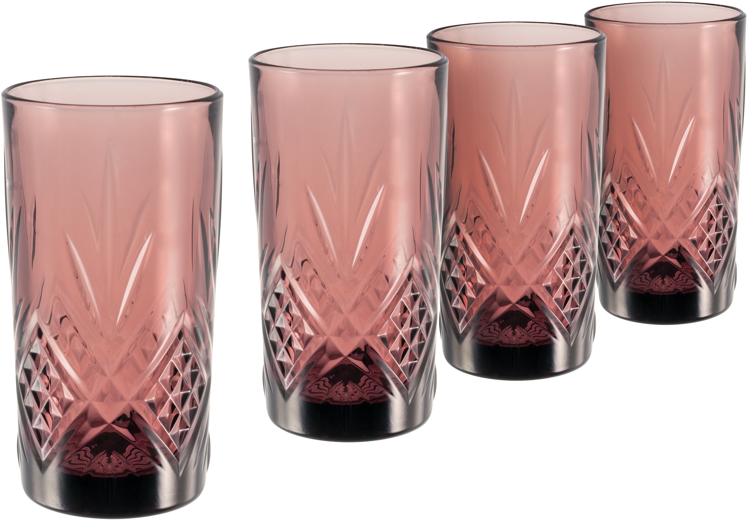 Longdrinkglas »Eugene«, (Set, 4 tlg.), Gläser Set, Wasserglas mit dekorativer...