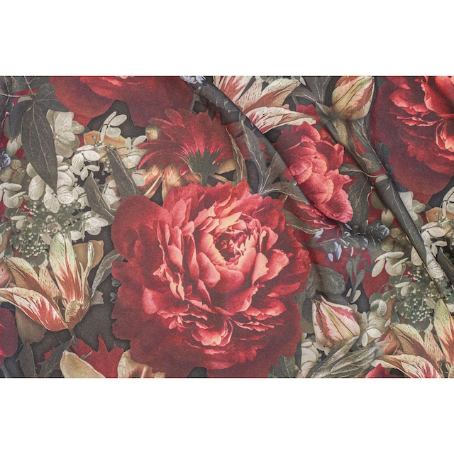 HOMING Vorhang »Roja«, (1 St.), blickdicht, rot, Blumen, floral, rose,  Wohnzimmer, Schlafzimmer online kaufen