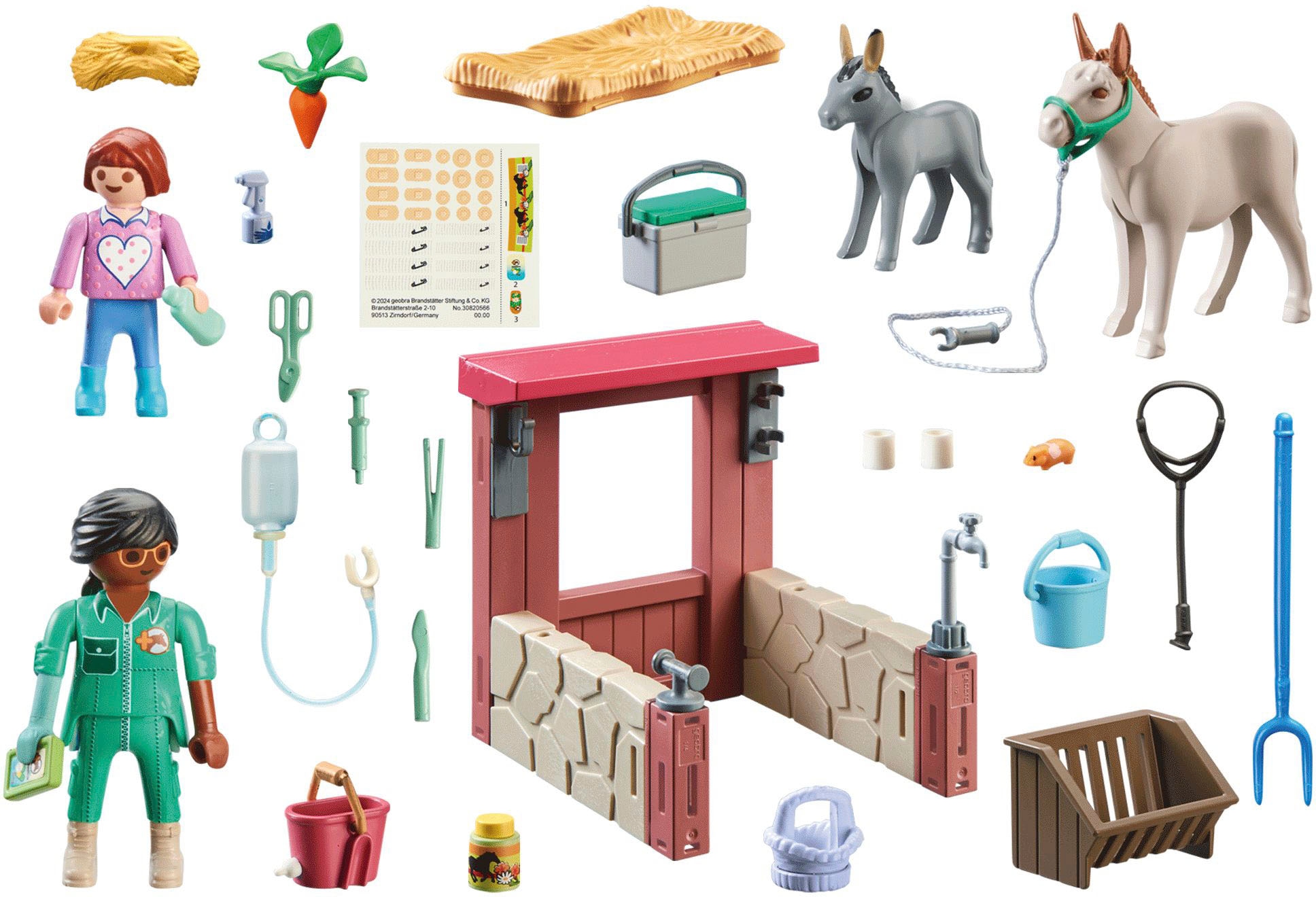 Playmobil® Konstruktions-Spielset »Tierarzteinsatz bei den Eseln (71471), Country« teilweise aus recyceltem Material; Made in Europe