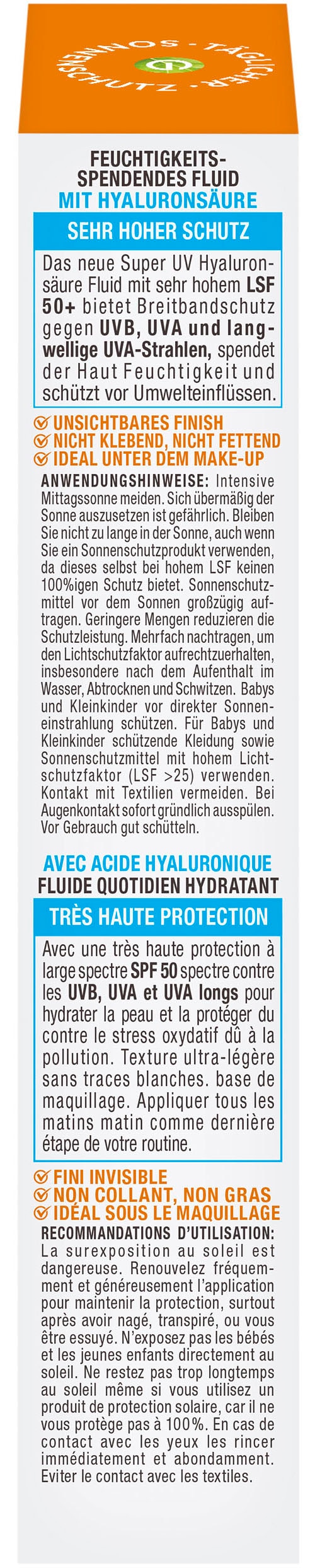 GARNIER Sonnenschutzfluid »Ambre Solaire Sensitive expert+«, mit Hyaluronsäure LSF 50