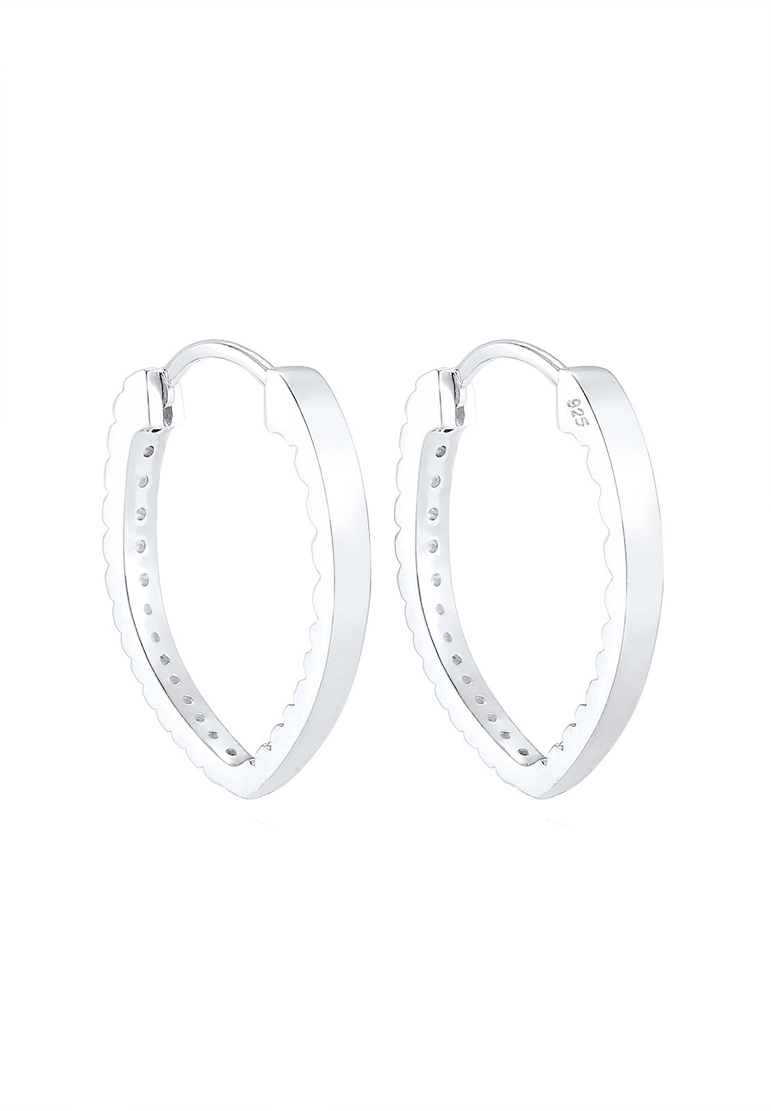 Elli Paar Creolen »Ohrringe Creolen Oval Zirkonia Weiß 925 Sterling Silber«