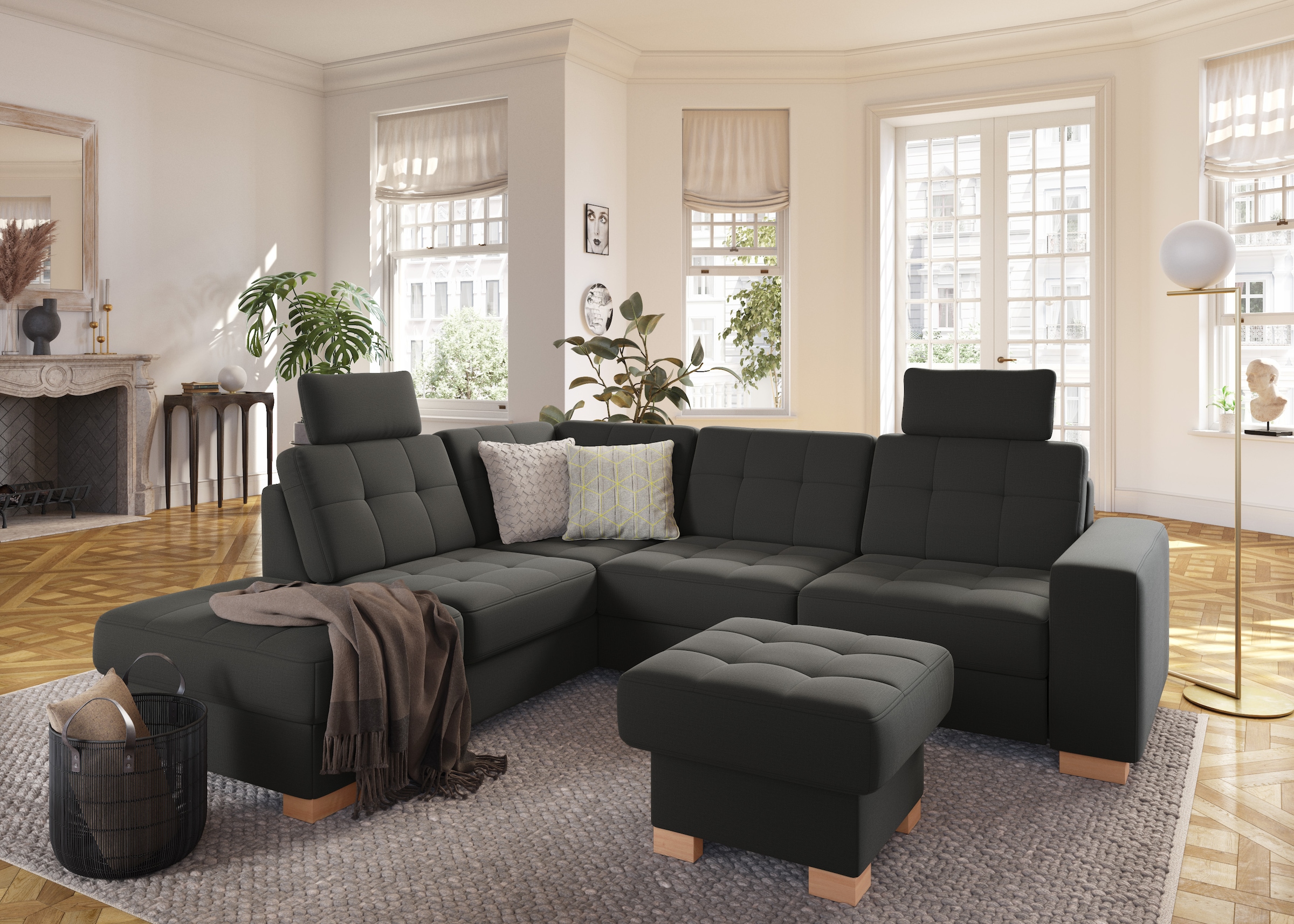 sit&more Ecksofa »Quincy L-Form«, wahlweise mit Bettfunktion und Bettkasten
