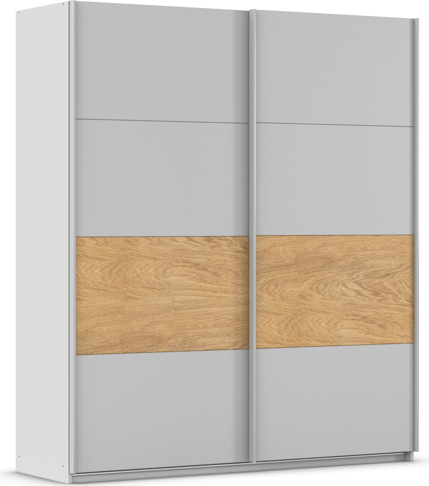 rauch Schwebetürenschrank »Kleiderschrank Schrank Garderobe Schlafzimmerschrank MALVA« Bauchbinde abgesetzt in gebürstetem Eiche Furnier MADE IN GERMANY