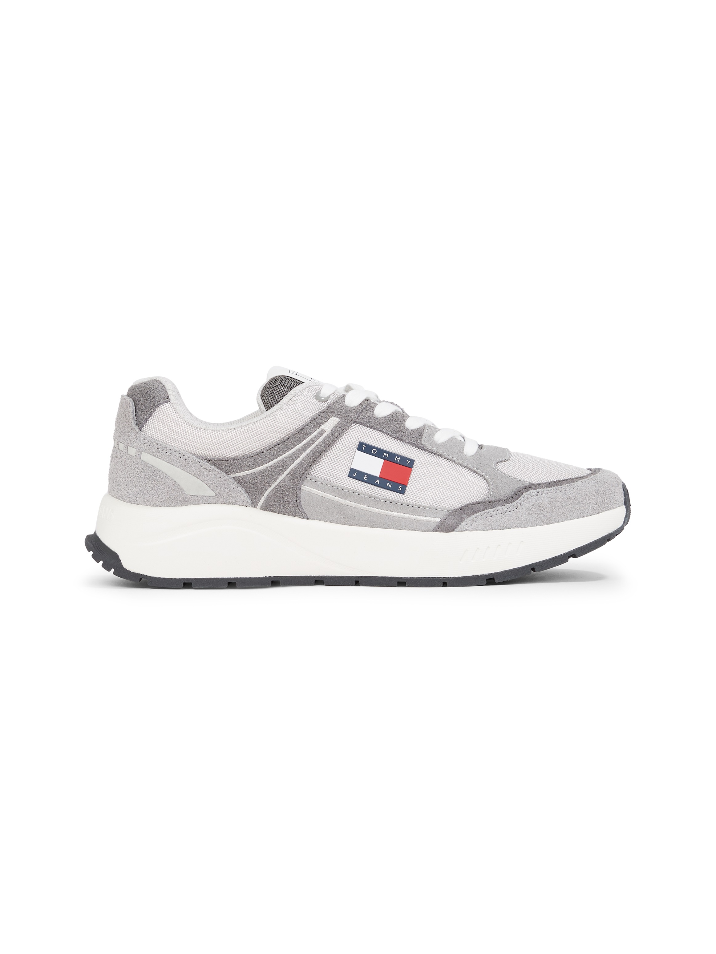 Tommy Jeans Keilsneaker »TJM RUNNER MIX MATERIAL«, Keilabsatz, Freizeitschuh, Halbschuh, Schnürschuh mit Logoflagge