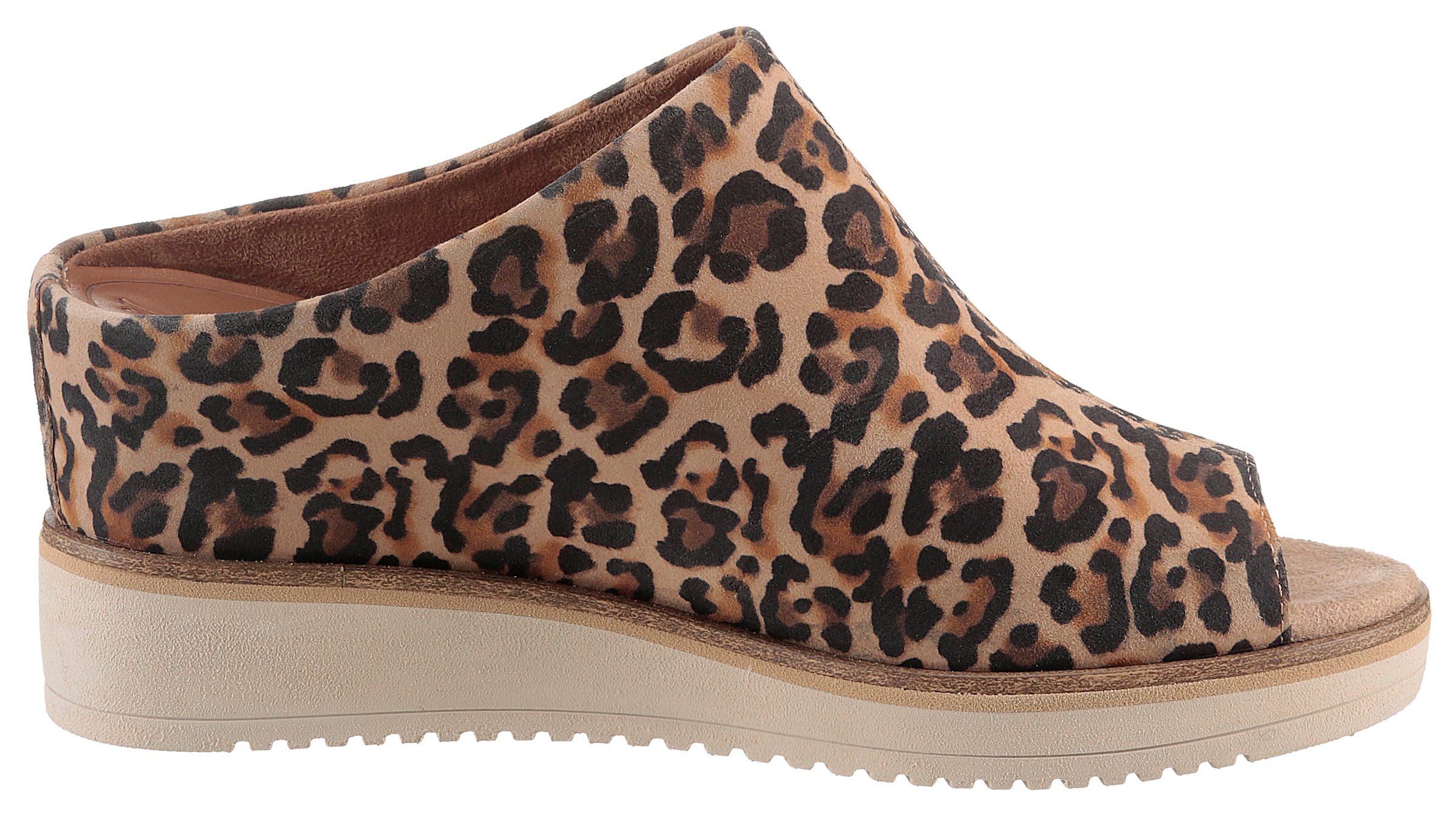 Tamaris Pantolette, Keilabsatz, Sommerschuh, Schlupfschuh im Leo-Look