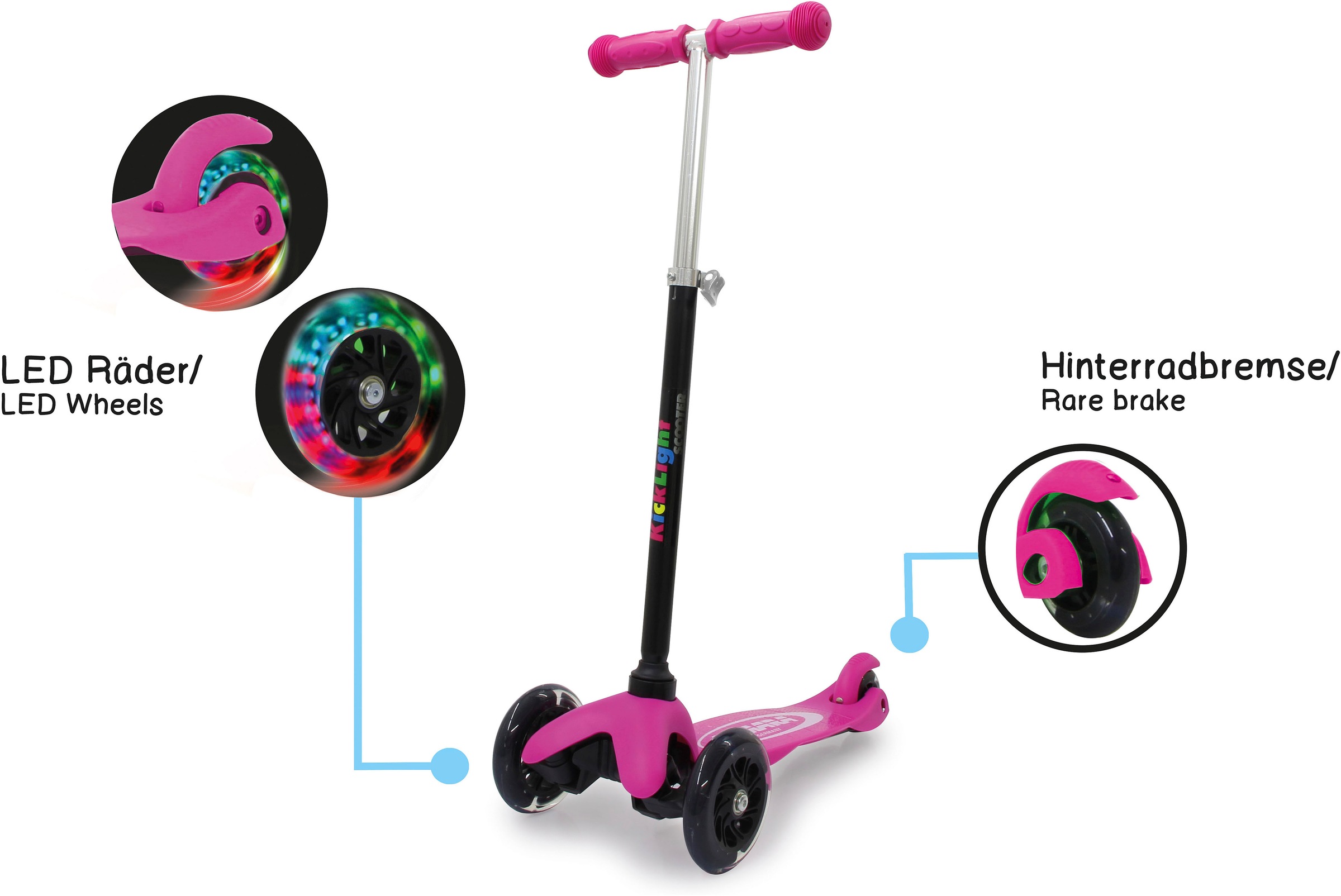 Jamara Dreiradscooter »KickLight«, mit LED-Rädern