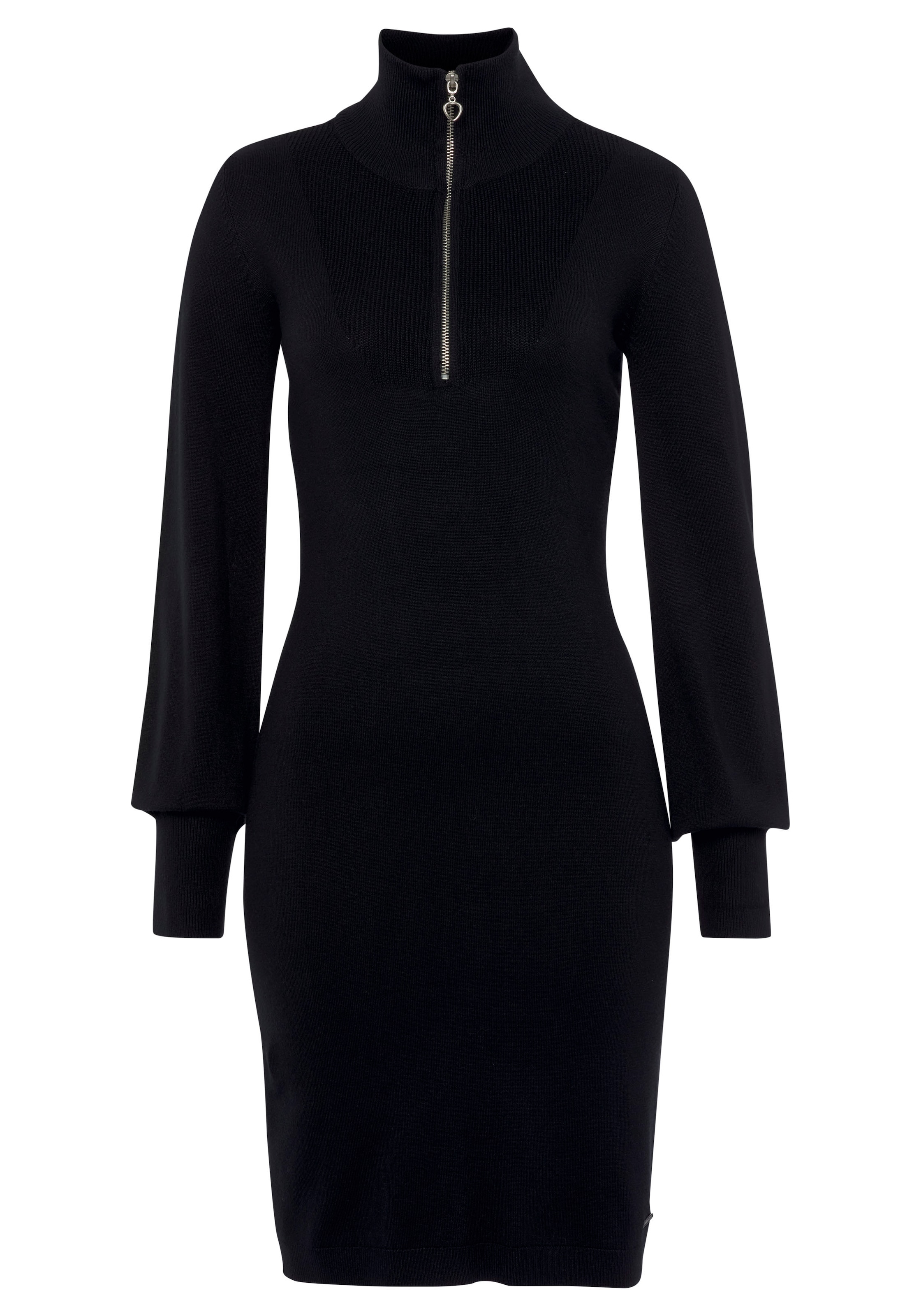 Laura Scott Strickkleid mit Troyer Kragen in Mini Form