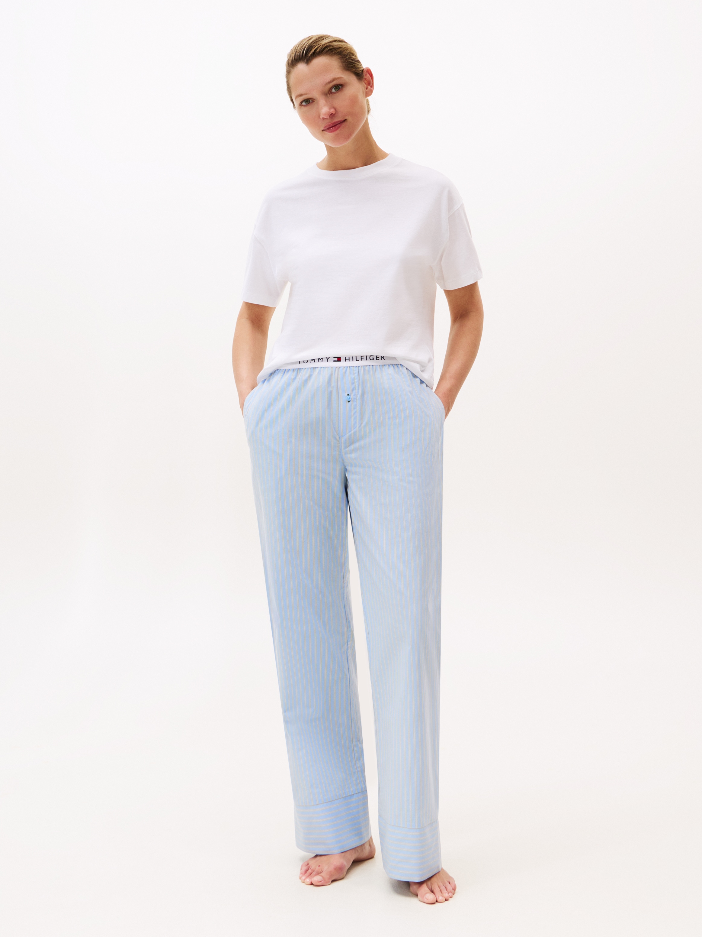 Tommy Hilfiger Underwear Loungehose »POPLIN PANTS«, mit Streifenmuster, Logobund