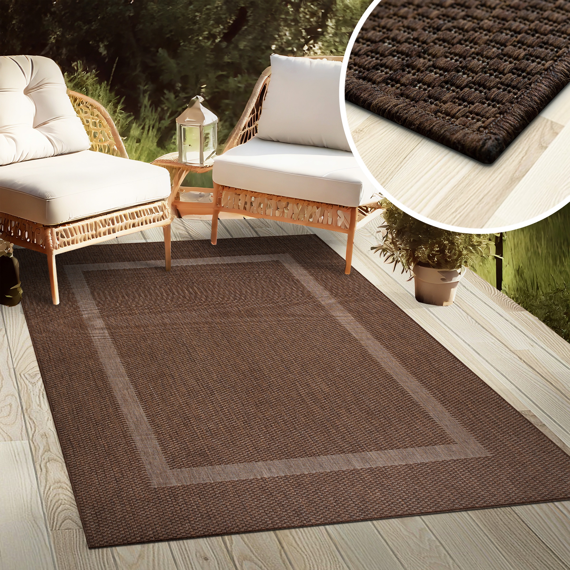 OTTO home Teppich »Venedig Bordüre auch als Läufer erhältlich« rechteckig 3 mm Höhe In- und Outdoor geeignet, Sisal-Optik, Wetterfest & UV-beständig