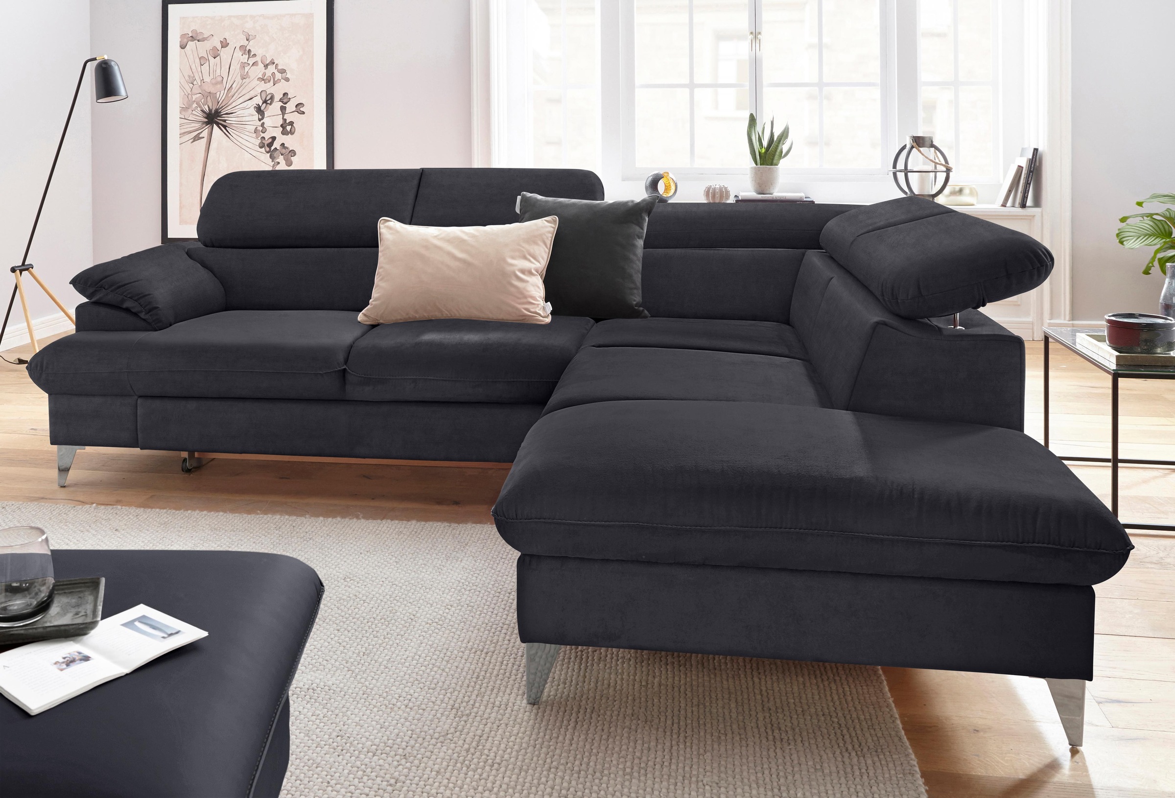 COTTA Ecksofa »Caluso L-Form«, mit Kopfteilverstellung, wahlweise mit Bettfunktion & Bettkasten