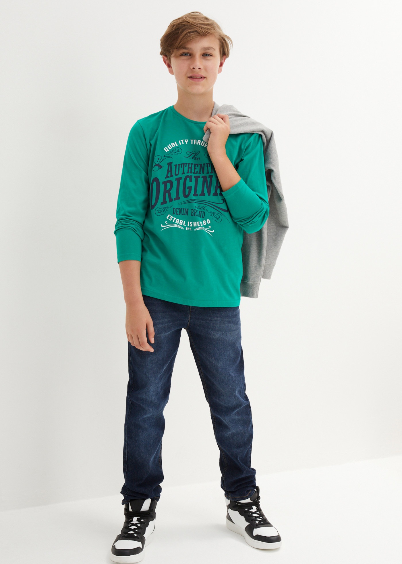 bonprix Langarmshirt Packung,  für Kinder, Packung, aus Baumwolle, mit Rundhalsausschnitt