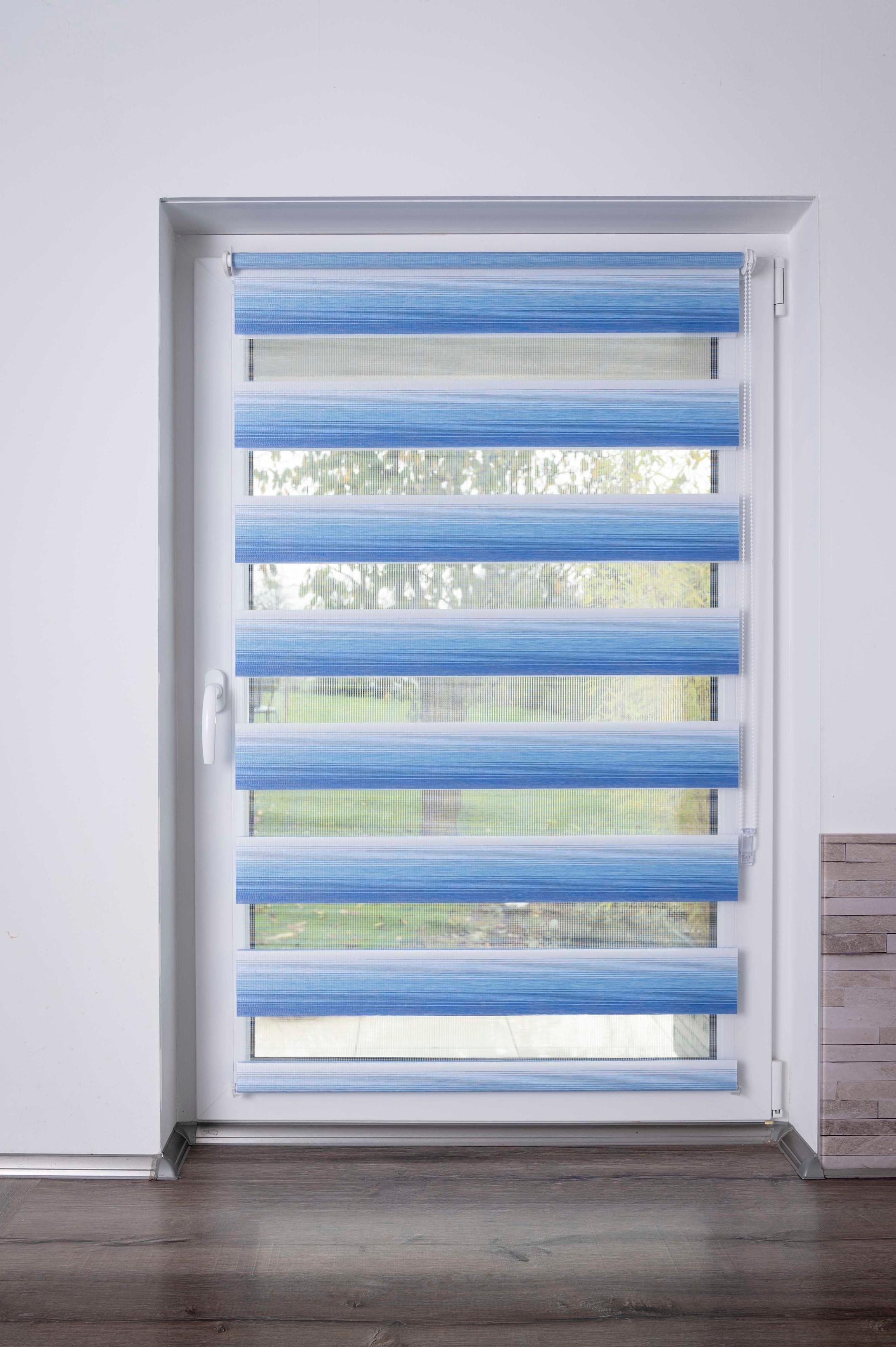 K-HOME Doppelrollo »Doppelrollo mit schönen Farbverlauf« Lichtschutz ohne Bohren freihängend