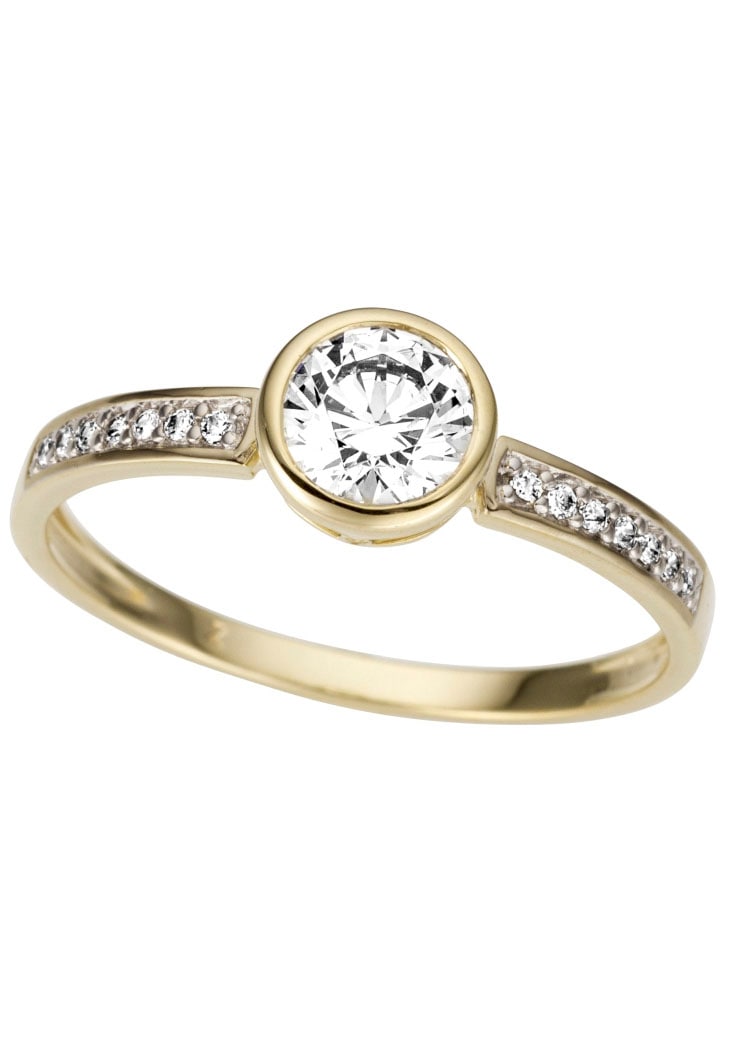 Firetti Solitärring »Schmuck Geschenk Gold 333 Damenring Verlobungsring Goldring Solitär«, mit Zirkonia (synth.)