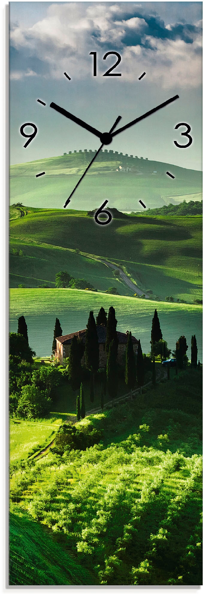 Tickgeräusche mit bequem Olivenfarm«, über ohne Wanduhr wahlweise bestellen »Sonnenaufgang einer Quarz- Artland Funkuhrwerk, lautlos oder