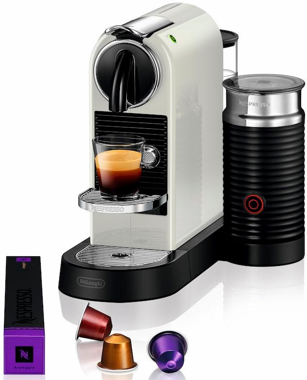 Nespresso Kapselmaschine »CITIZ EN Willkommenspaket inkl. mit Milchaufschäumer, Garantie 3 XXL von Kapseln mit 7 White«, DeLonghi, 267.WAE Aeroccino Jahren