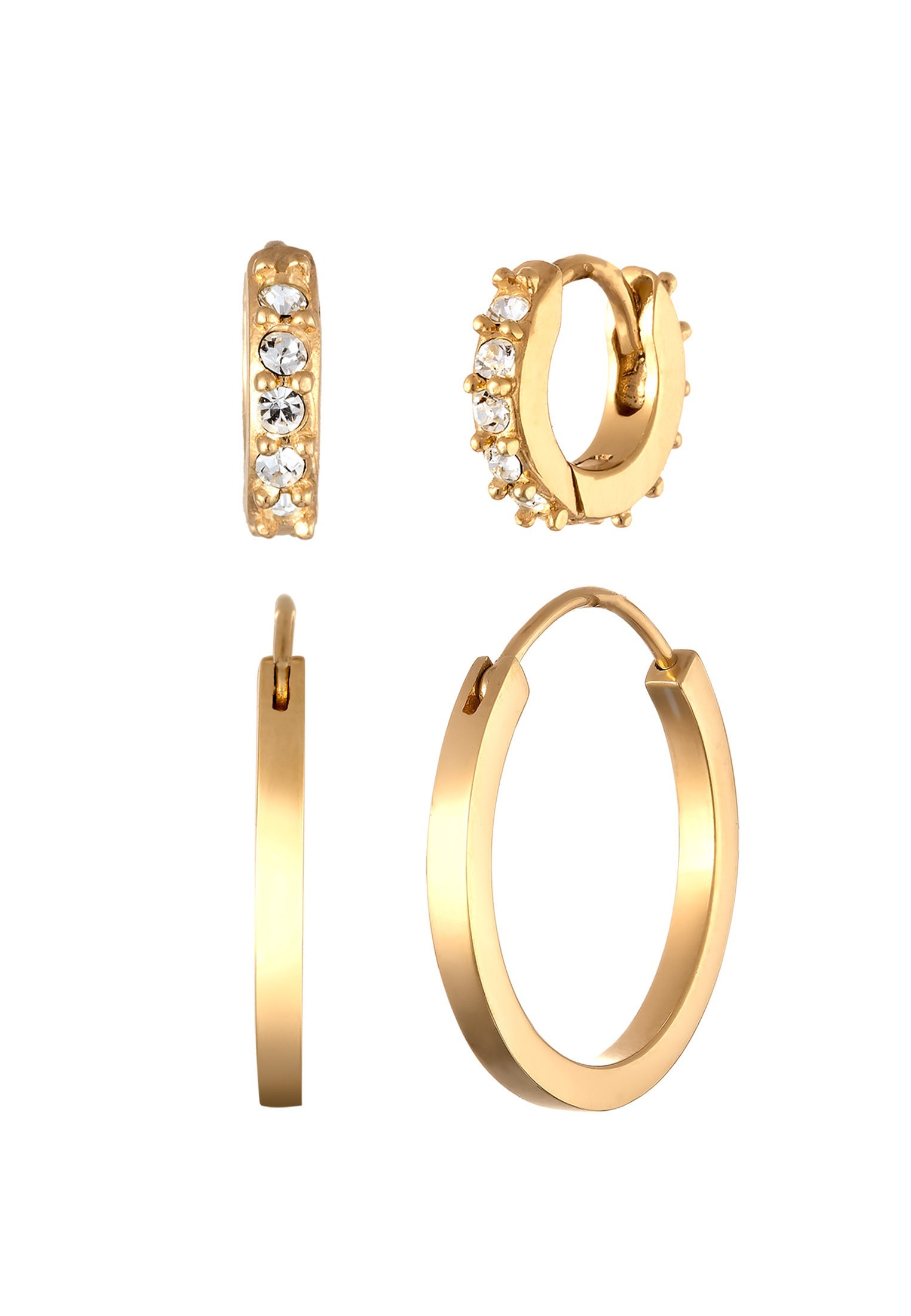 Elli Ohrstecker-Set »Ohrringe Creolen Set Glas Kristalle Weiß 925 Sterling Silber«