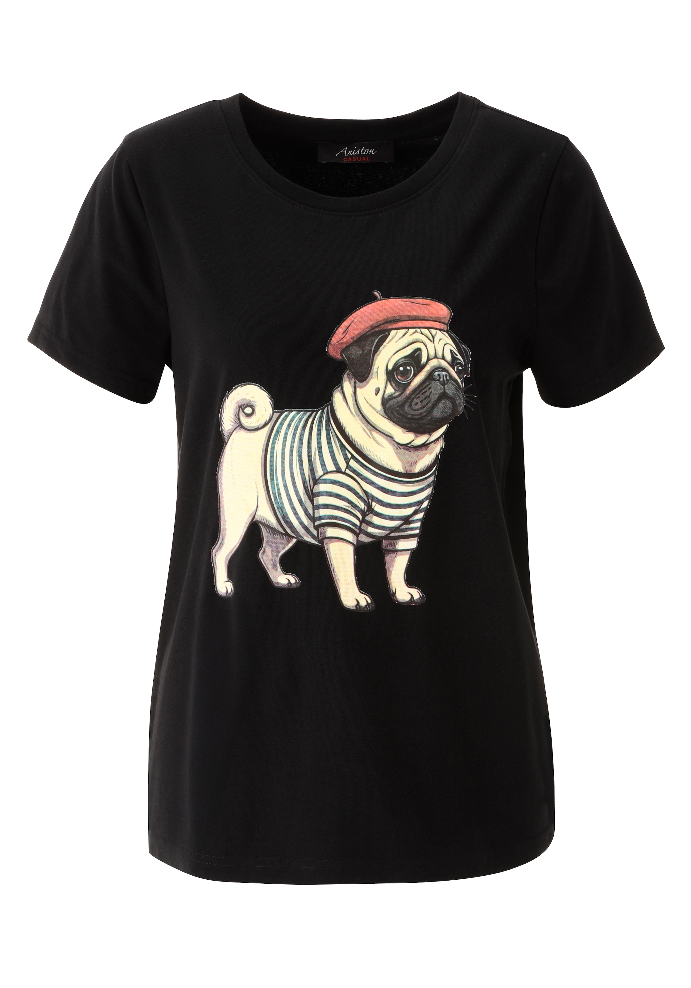 Aniston CASUAL T-Shirt mit Dackel oder Mops bedruckt - du hast die Wahl