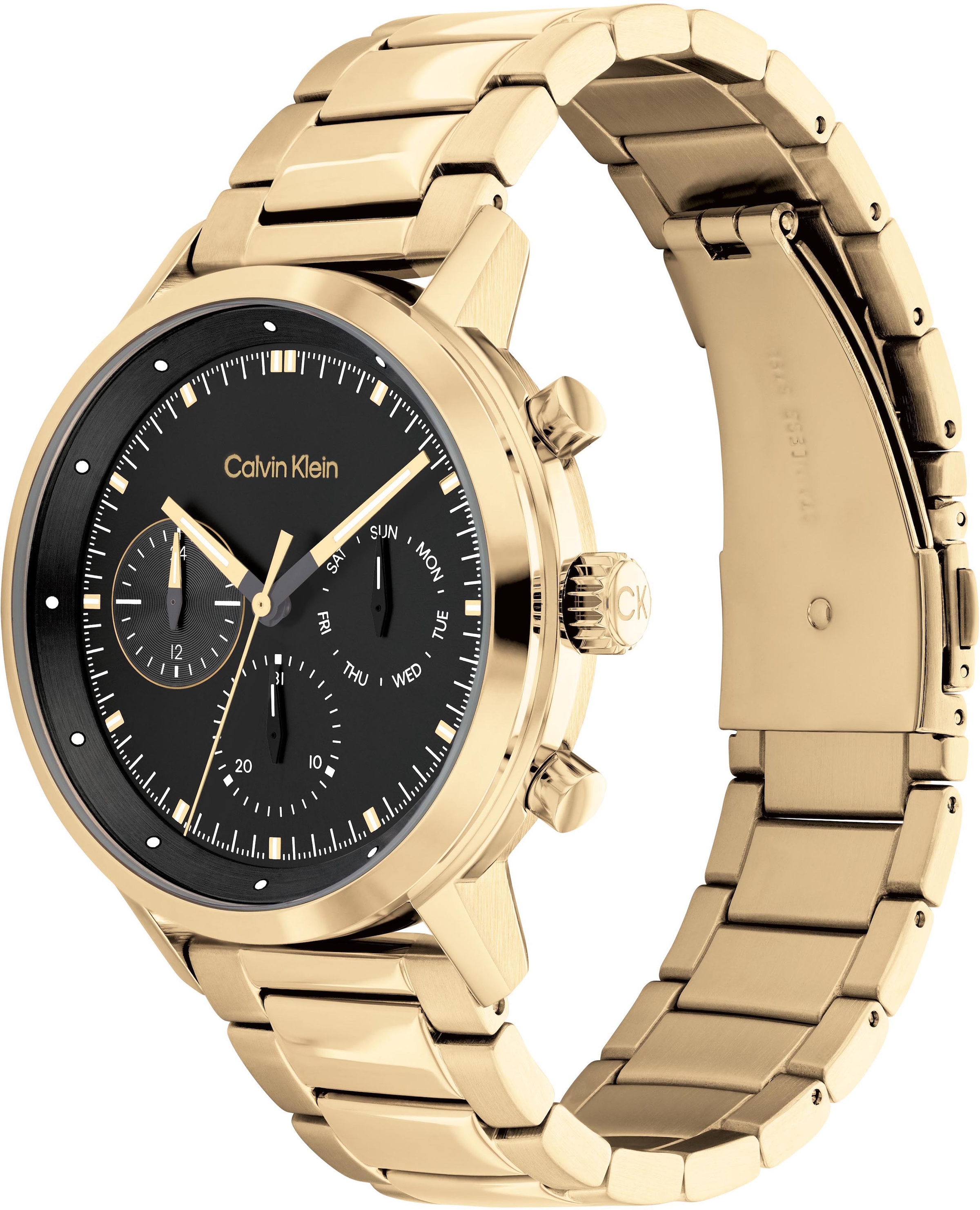 Calvin Klein Multifunktionsuhr »GAUGE«, Quarzuhr, Armbanduhr, Herrenuhr, Datum, Edelstahlarmband