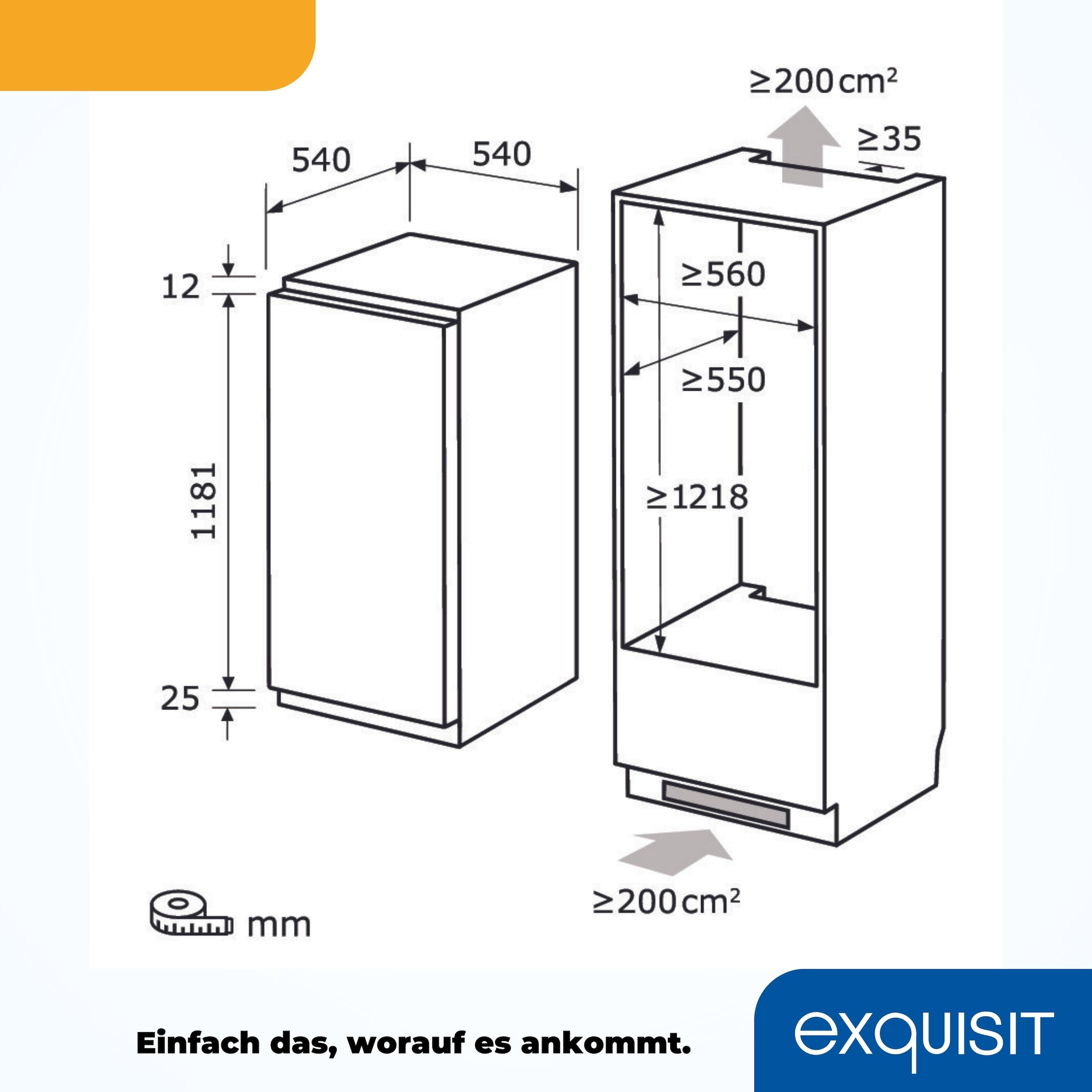 exquisit Einbaukühlschrank »EKS201-V-E-O040E«, Tür Alarm