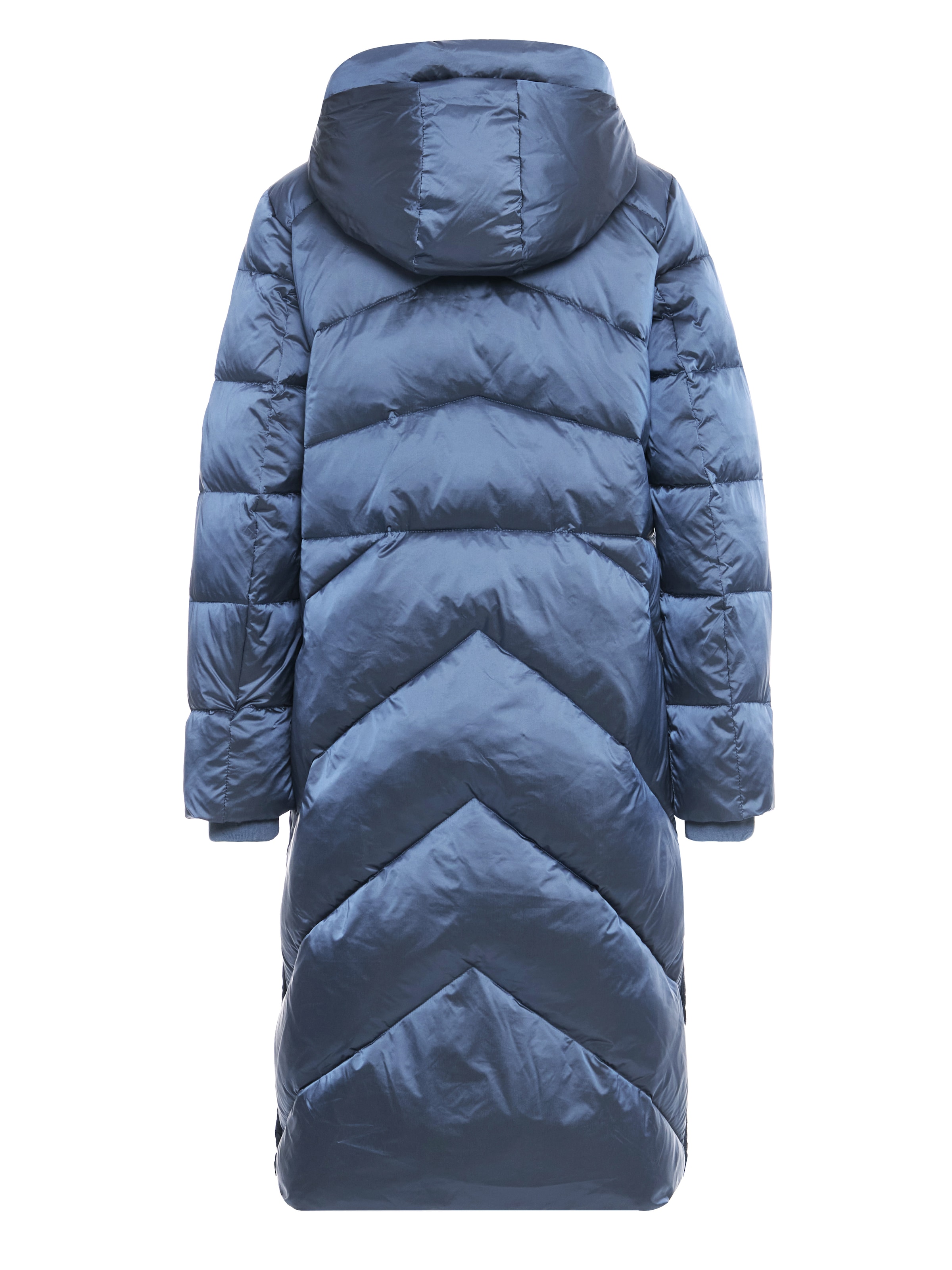 MANISA Steppmantel , mit Stehkragen und fester Kapuze und dekorativen Strickbändern
