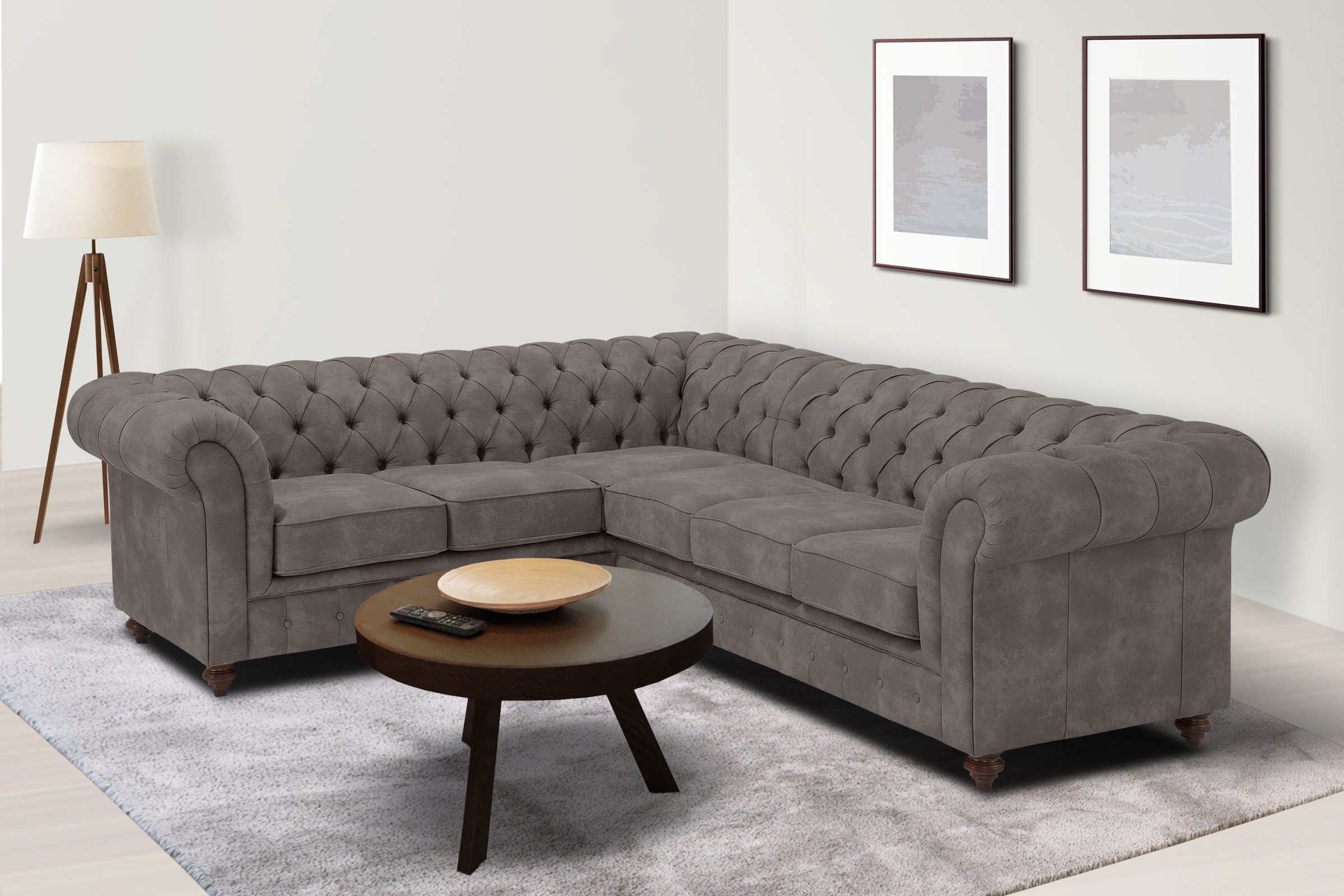 Home affaire Chesterfield-Sofa »Chesterfield Ecksofa, auch in Leder L-Form«, hochwertige Knopfheftung, langer Schenkel links oder rechts wählbar