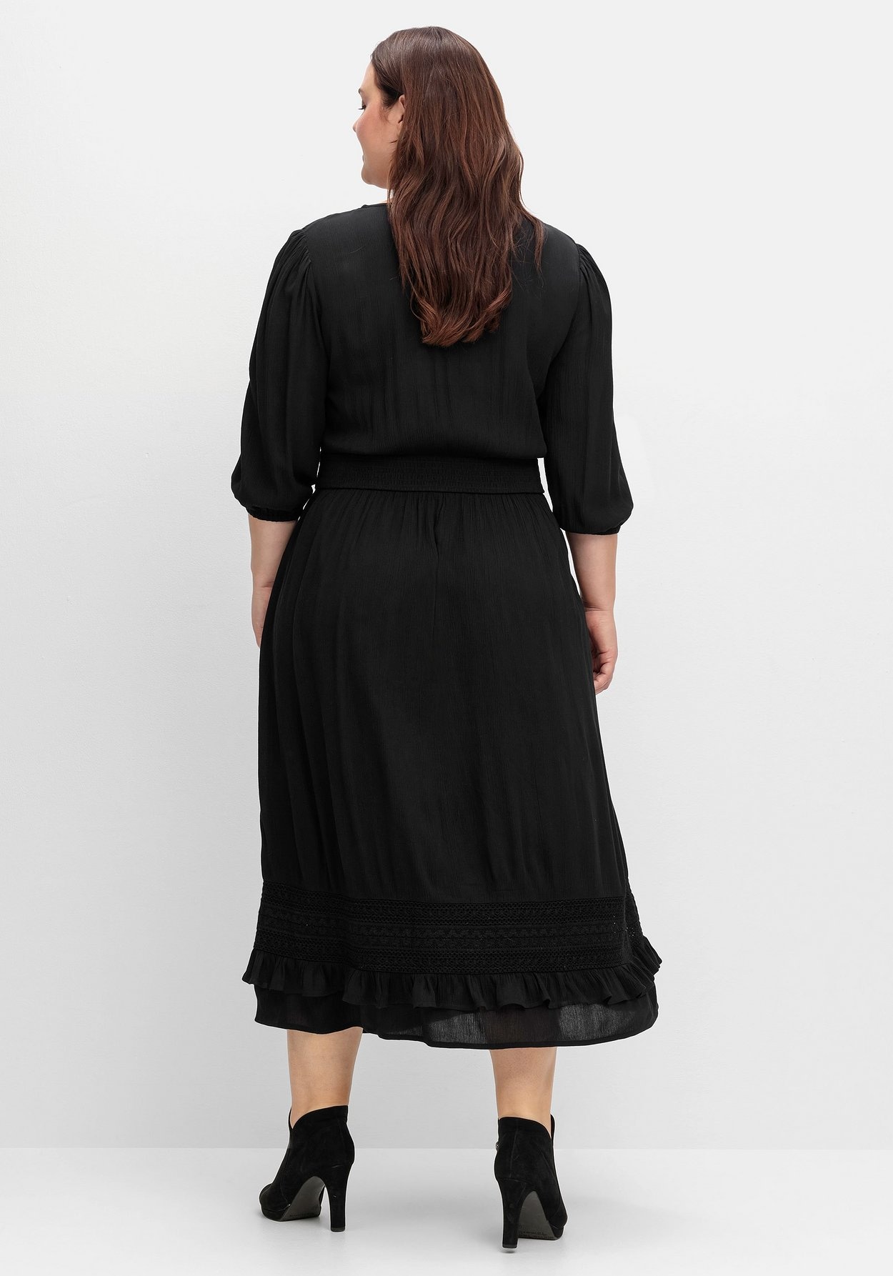 Sheego Maxikleid »Maxikleid mit weitem, gefütterten Rockteil«