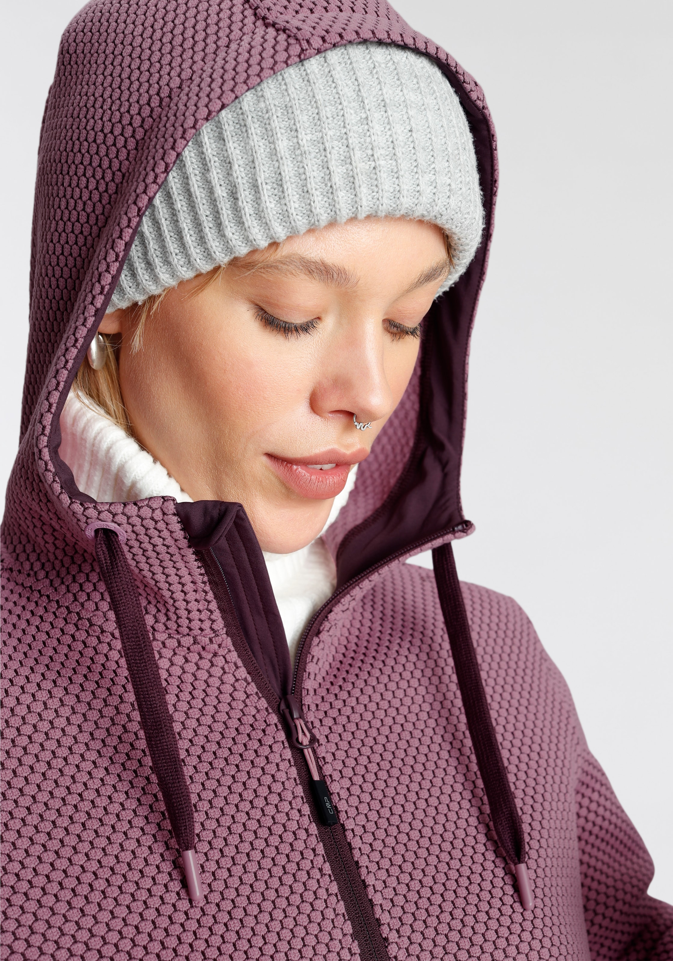 CMP Strickfleecejacke, mit Kapuze, Wärmend & windabweisend & Atmungsaktiv