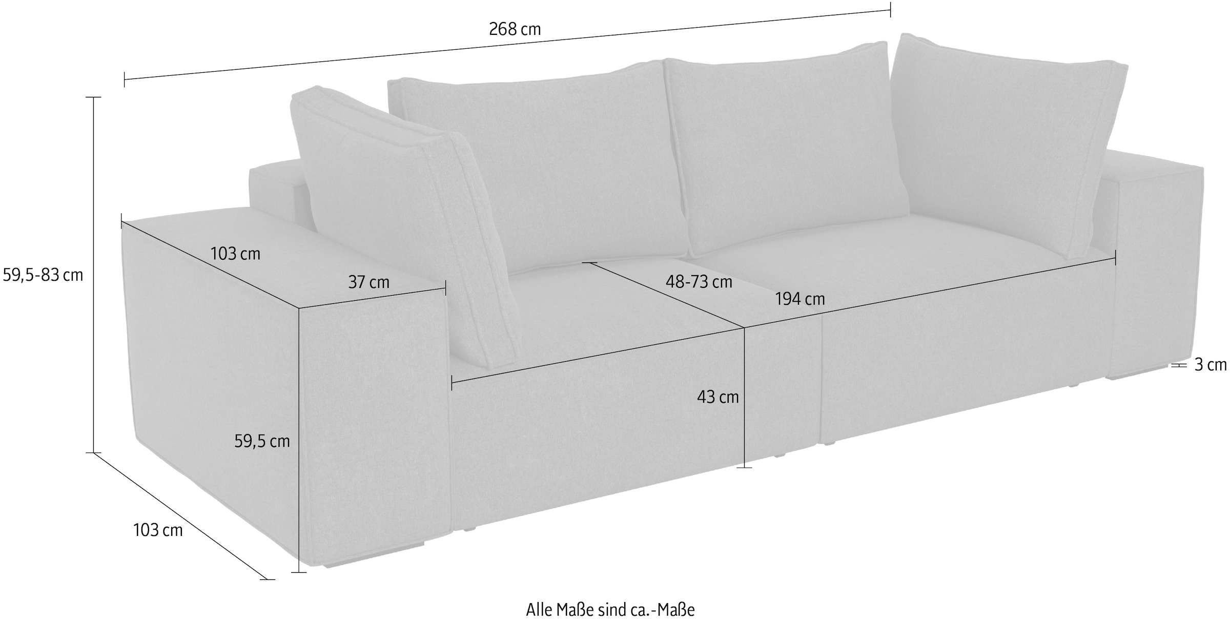 Trends by HG Big-Sofa »Conor XL, B: 268cm, Liegefläche: 138 x 194 cm, in Cord und Velours« mit Schlaffunktion und Bettkasten