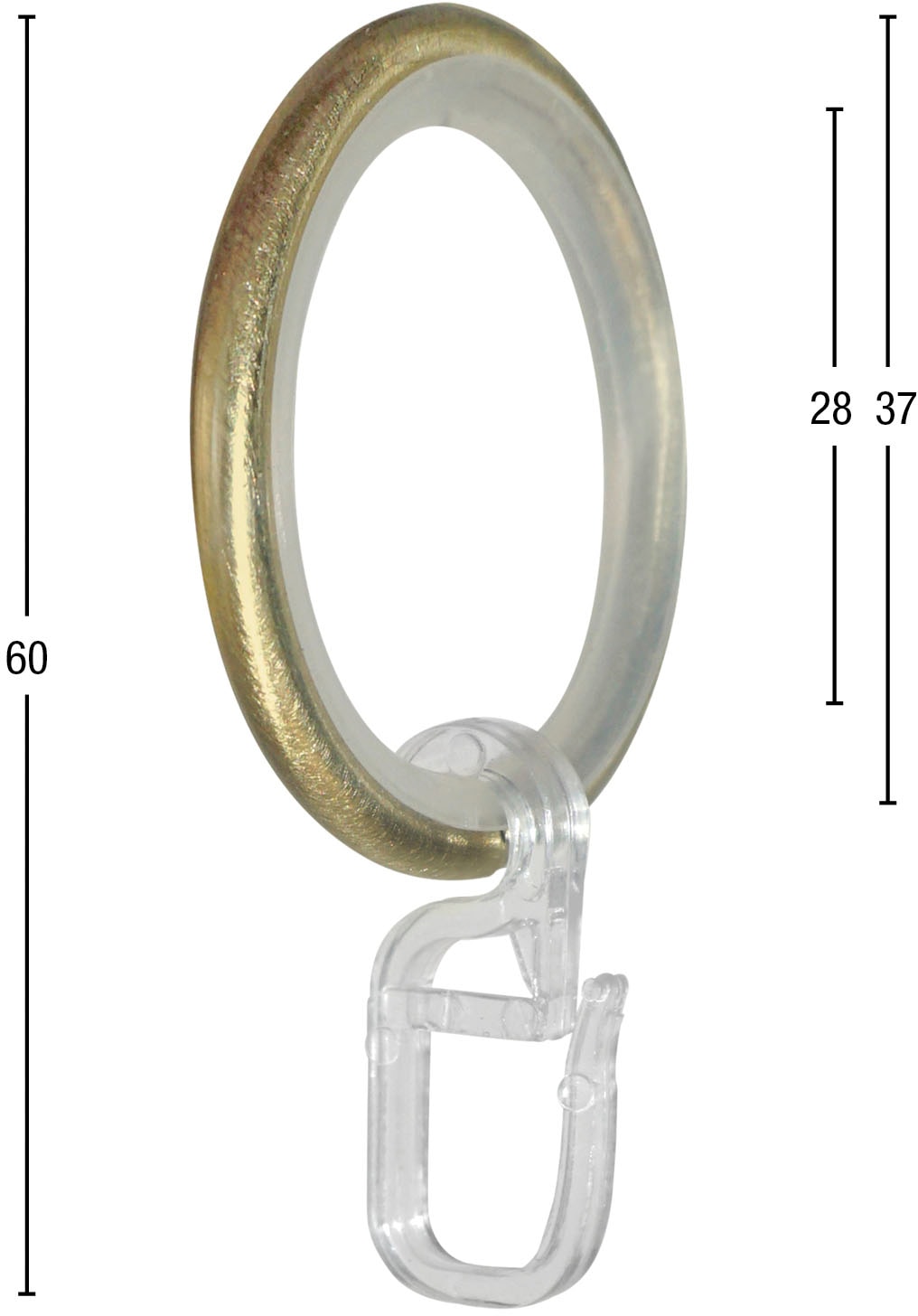 GARESA Gardinenring »Ring mit Haken« für Durchmesser bis 20mm, einfache Montage