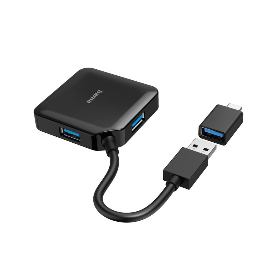 Hama USB-Adapter »USB-C Multiport Adapter Set 2 in1, USB-C, USB-A, USB 3.2 Gen1, schwarz«, USB-C zu USB Typ A, 15 cm