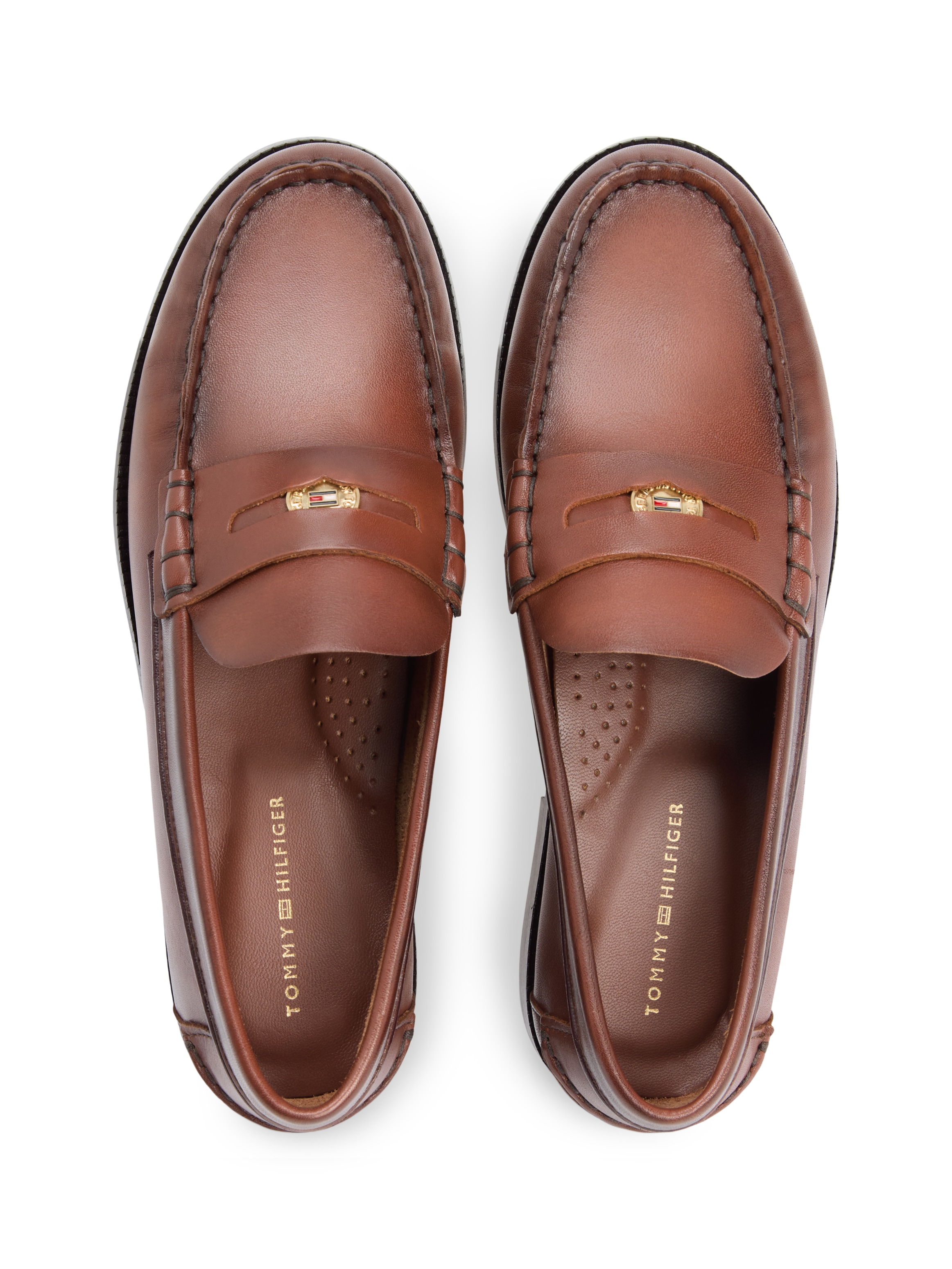 Tommy Hilfiger Loafer »HILFIGER PENNY LOAFER SMOOTH LTH«  Blockabsatz, Slipper, Schlupfschuh mit Logoflag