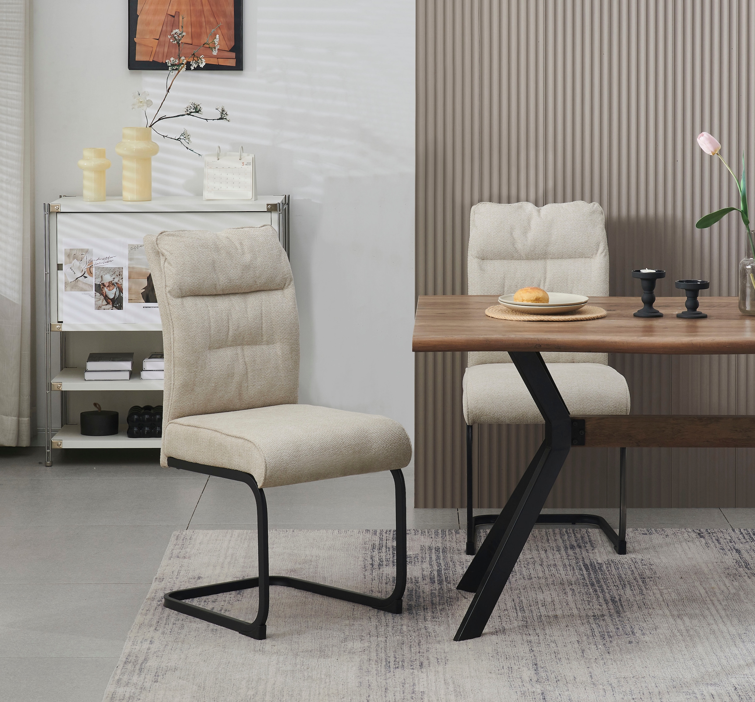 Home affaire Esszimmerstuhl »BARRIE, 2er Set, mit Metallgestell in matt schwarz« (Set) 2 Stk.in verschiedenen Farben, Belsatbarkeit pro Stuhl 120 kg