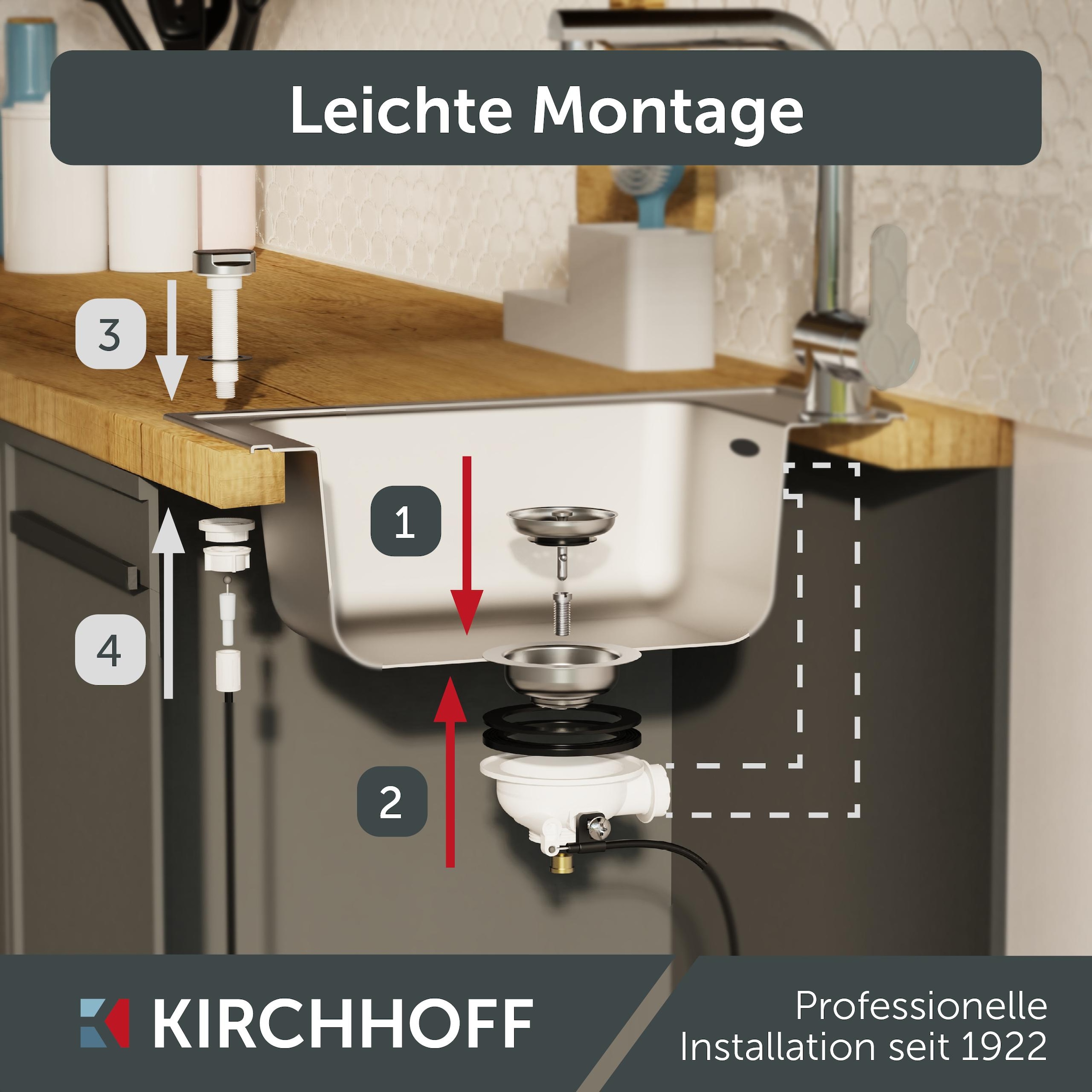 Kirchhoff Siebventil ()  Korbventil mit Überlaufanschluss+Drehbetätigung, Bowdenzug, Edelstahl