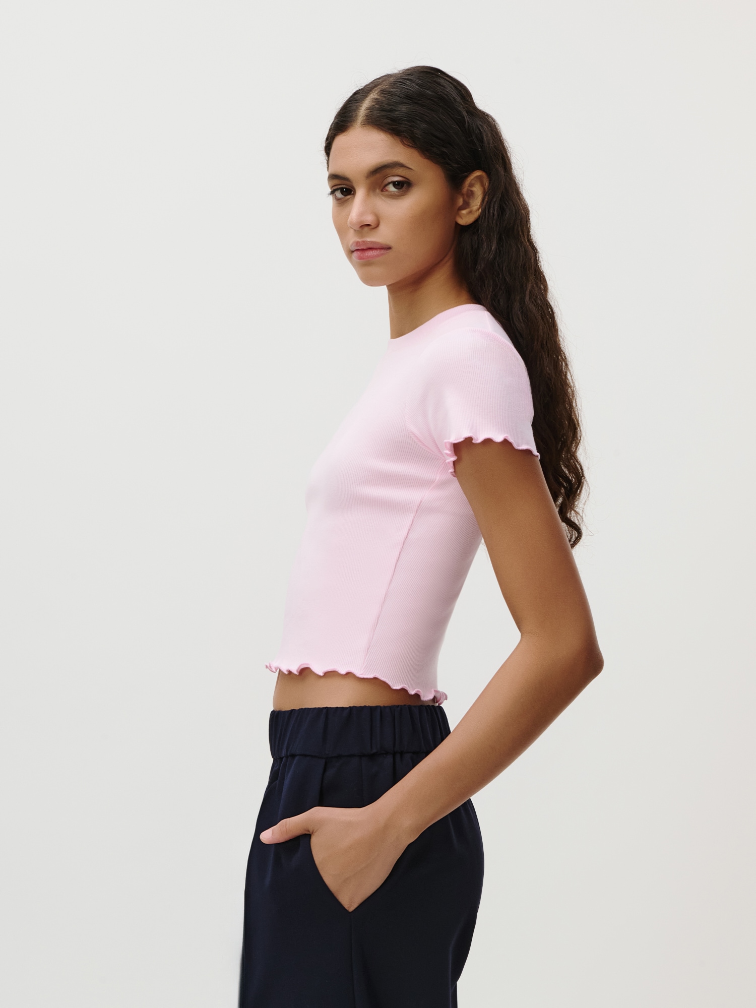 LeGer T-Shirt »Teresa, LeGer by Lena Gercke« mit Rippstruktur, kurze Form, slim fit