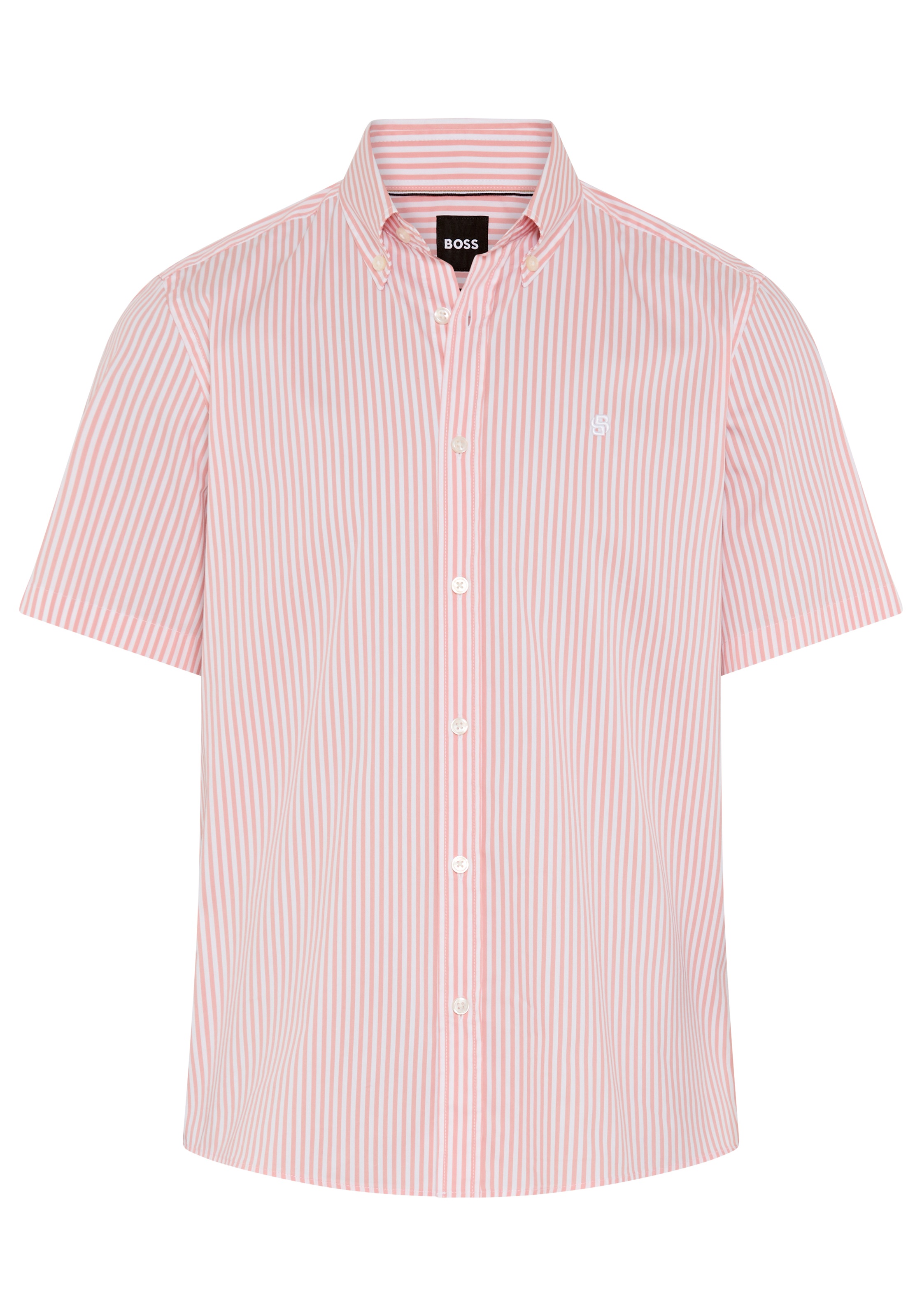 BOSS Kurzarmhemd Button-down-Kragen Regular Fit, Baumwollmix