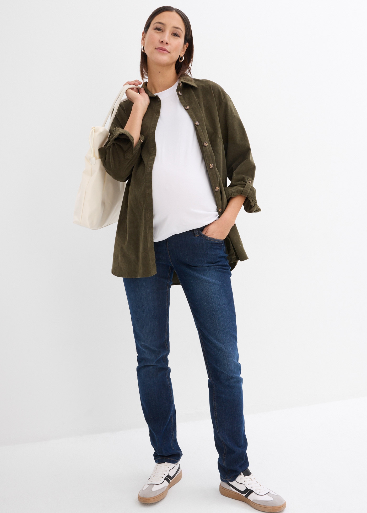 bonprix Umstandsshirt Packung, 2 Loose Fit Passform, Kurzarm, aus Baumwolljersey mit Elasthan-Anteil