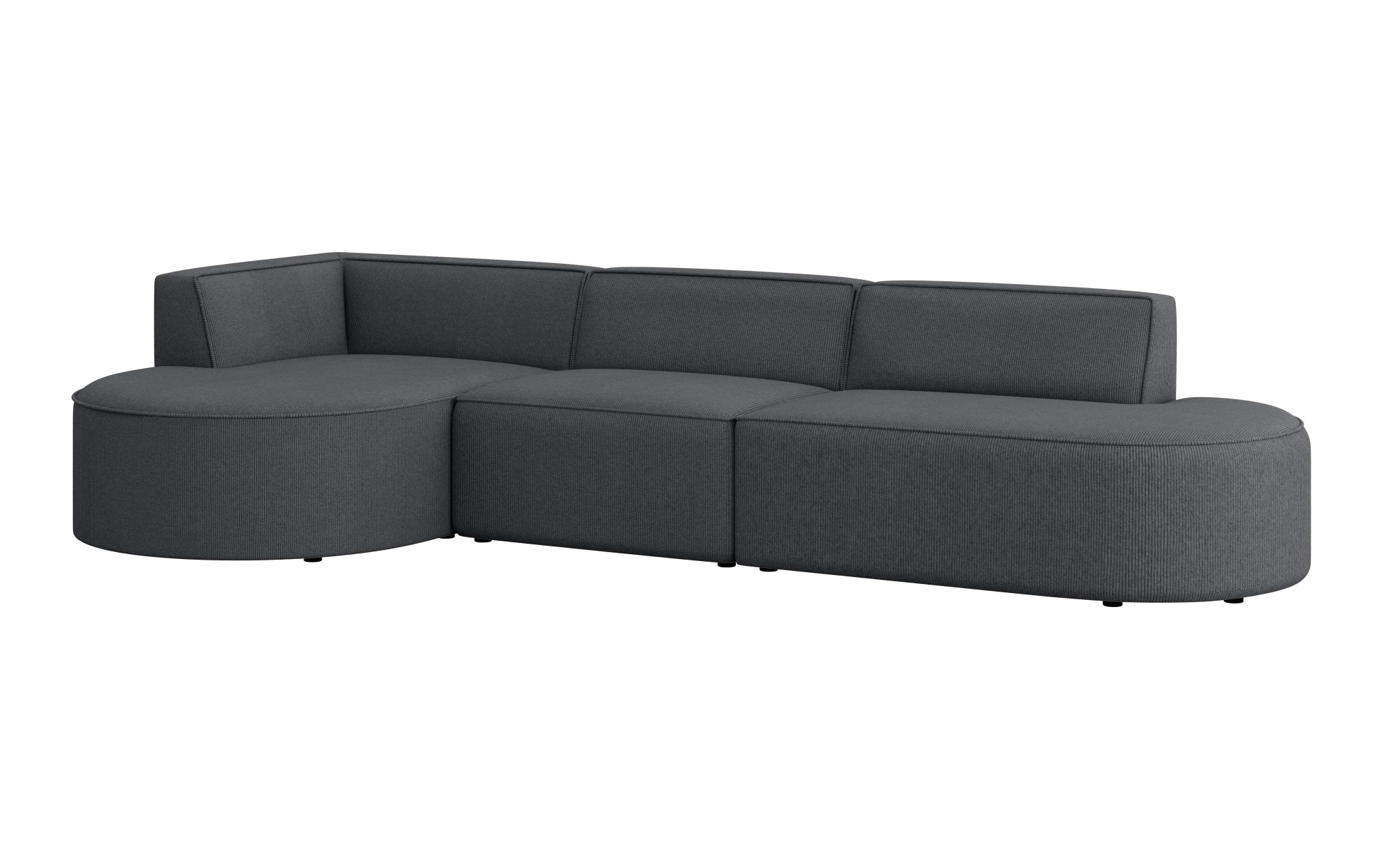 andas Ecksofa »EIVIND Designer Sofa mit Ottomane rechts/links, B/T/H: 343/159/72 cm«, L-Form mit Wellenunterfederung, auch in Feincord und Bouclé